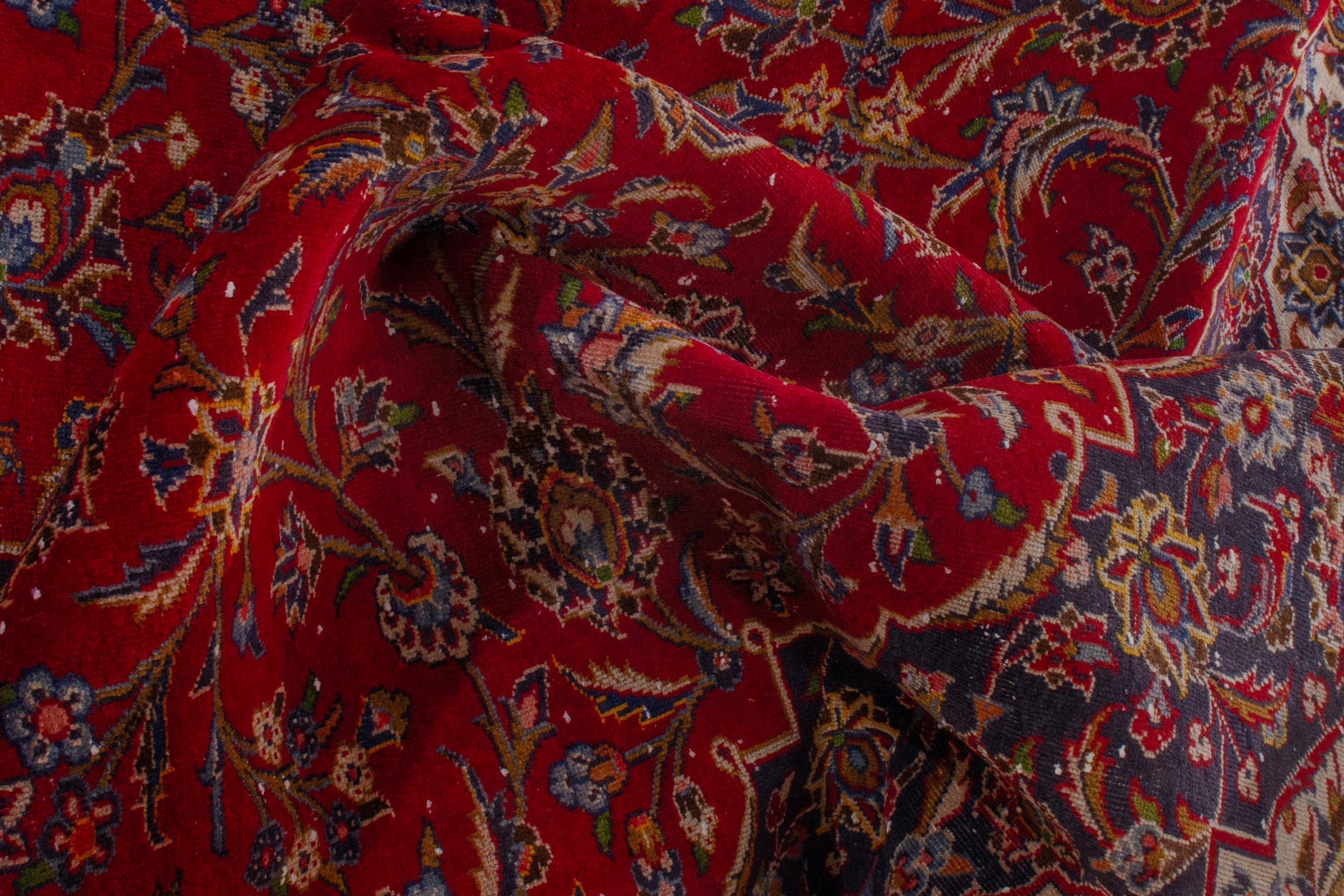 Persian Kashan oversized rug in deep red and burgundy, view 20 of 25