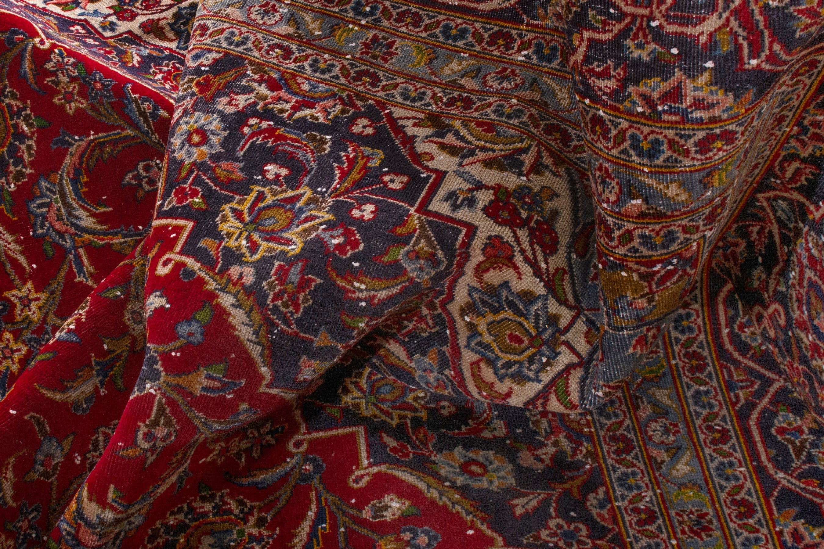 Persian Kashan oversized rug in deep red and burgundy, view 21 of 25