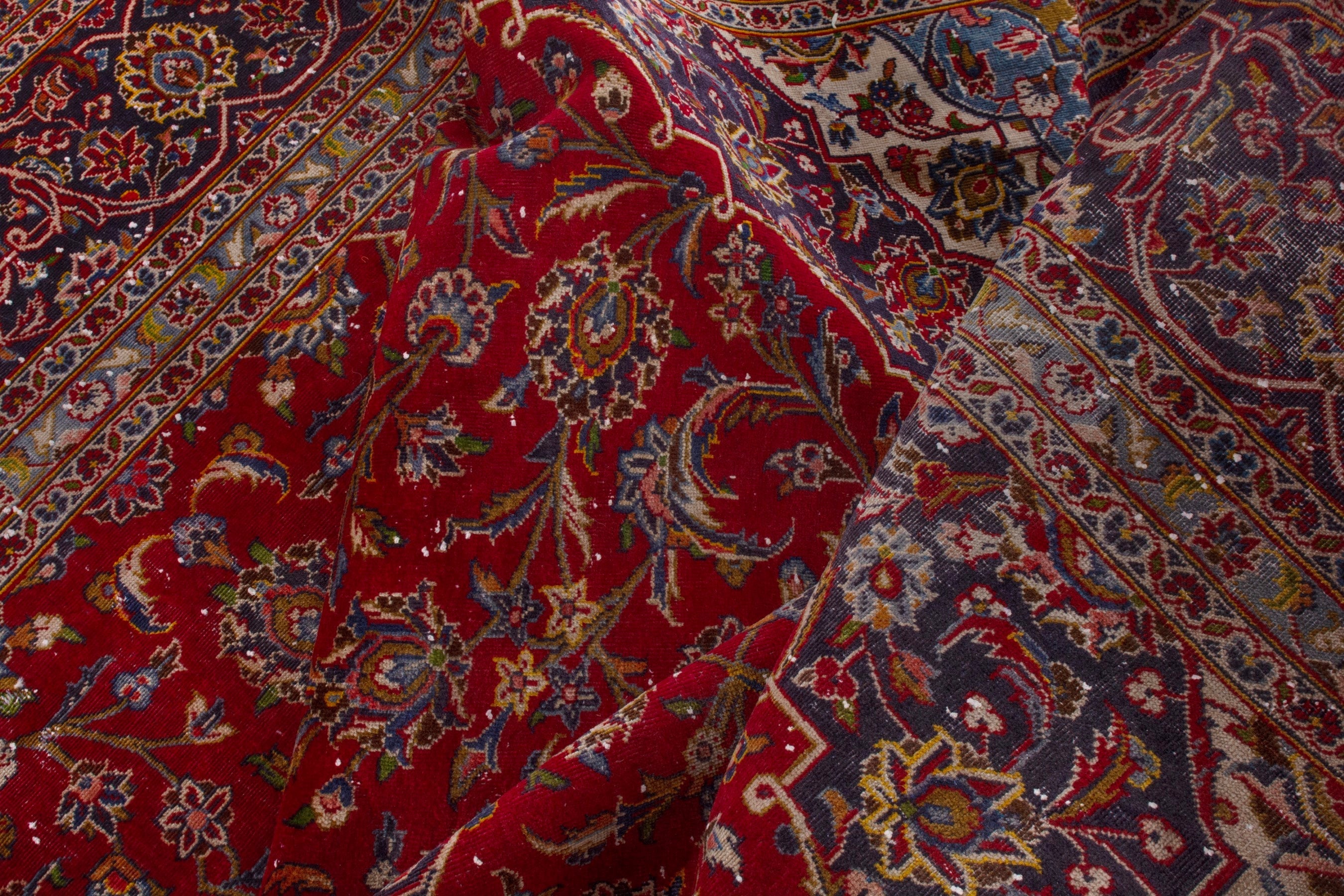 Persian Kashan oversized rug in deep red and burgundy, view 22 of 25
