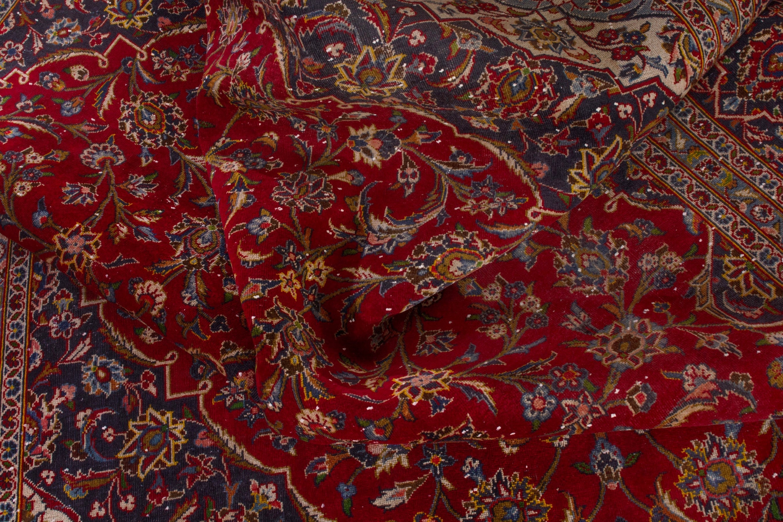 Persian Kashan oversized rug in deep red and burgundy, view 23 of 25