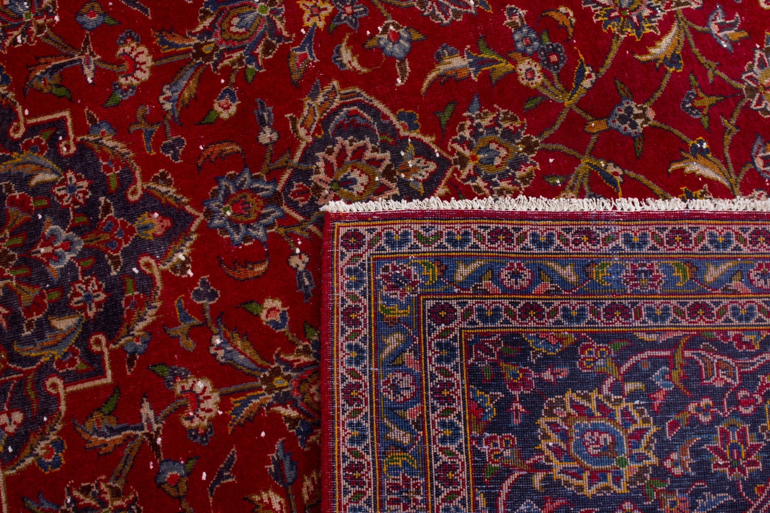 Persian Kashan oversized rug in deep red and burgundy, view 25 of 25