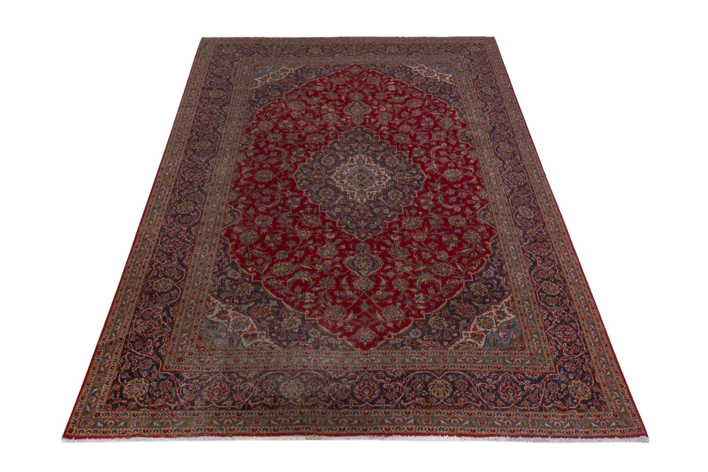 Persian Kashan oversized rug in deep red and burgundy, view 2 of 25