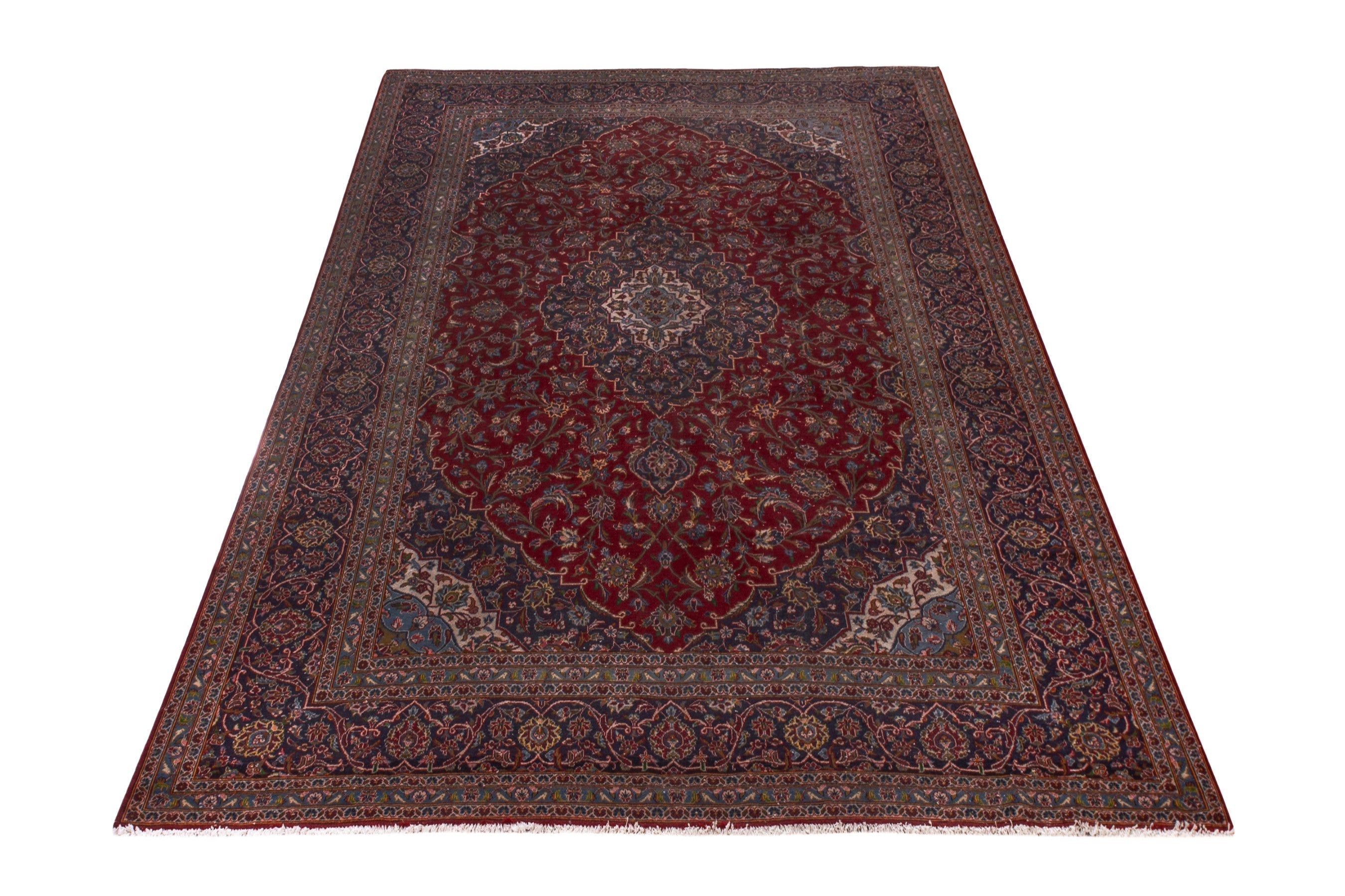 Persian Kashan oversized rug in deep red and burgundy, view 3 of 25