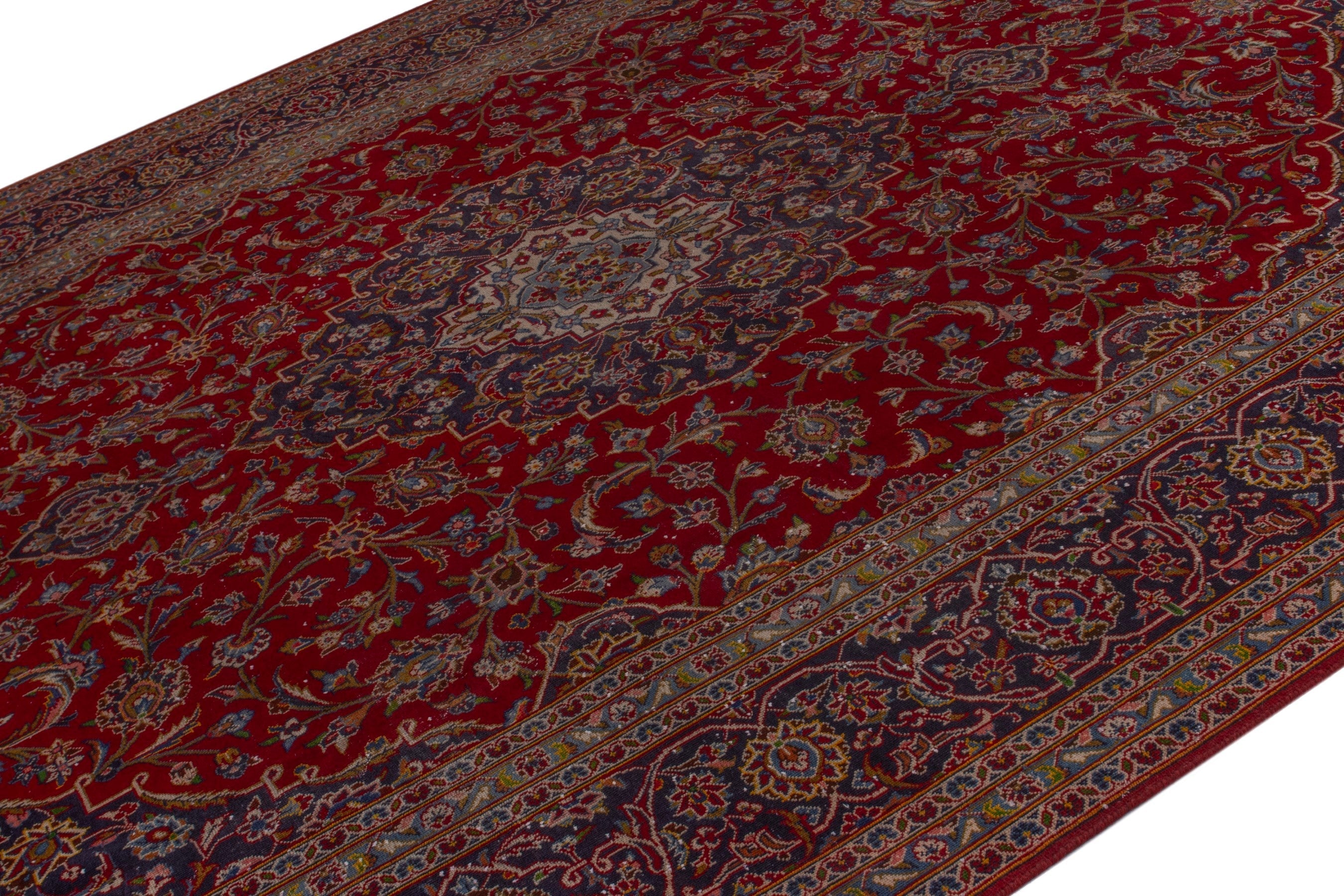 Persian Kashan oversized rug in deep red and burgundy, view 4 of 25