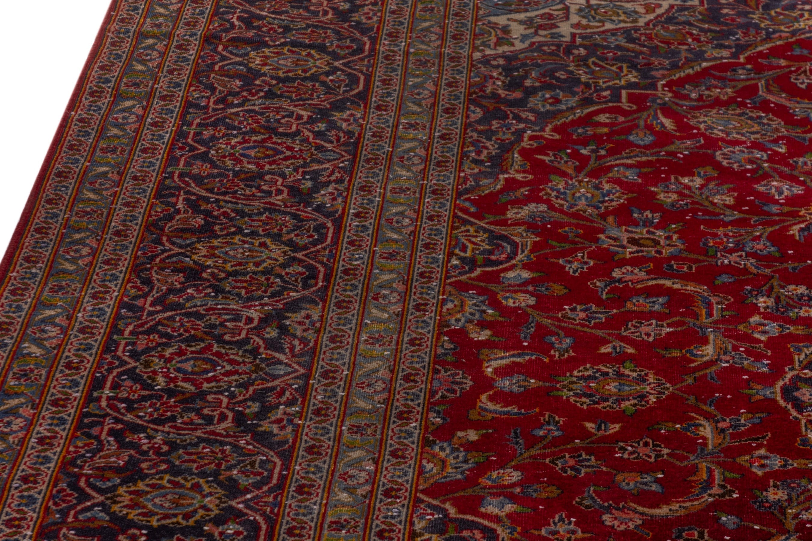 Persian Kashan oversized rug in deep red and burgundy, view 6 of 25