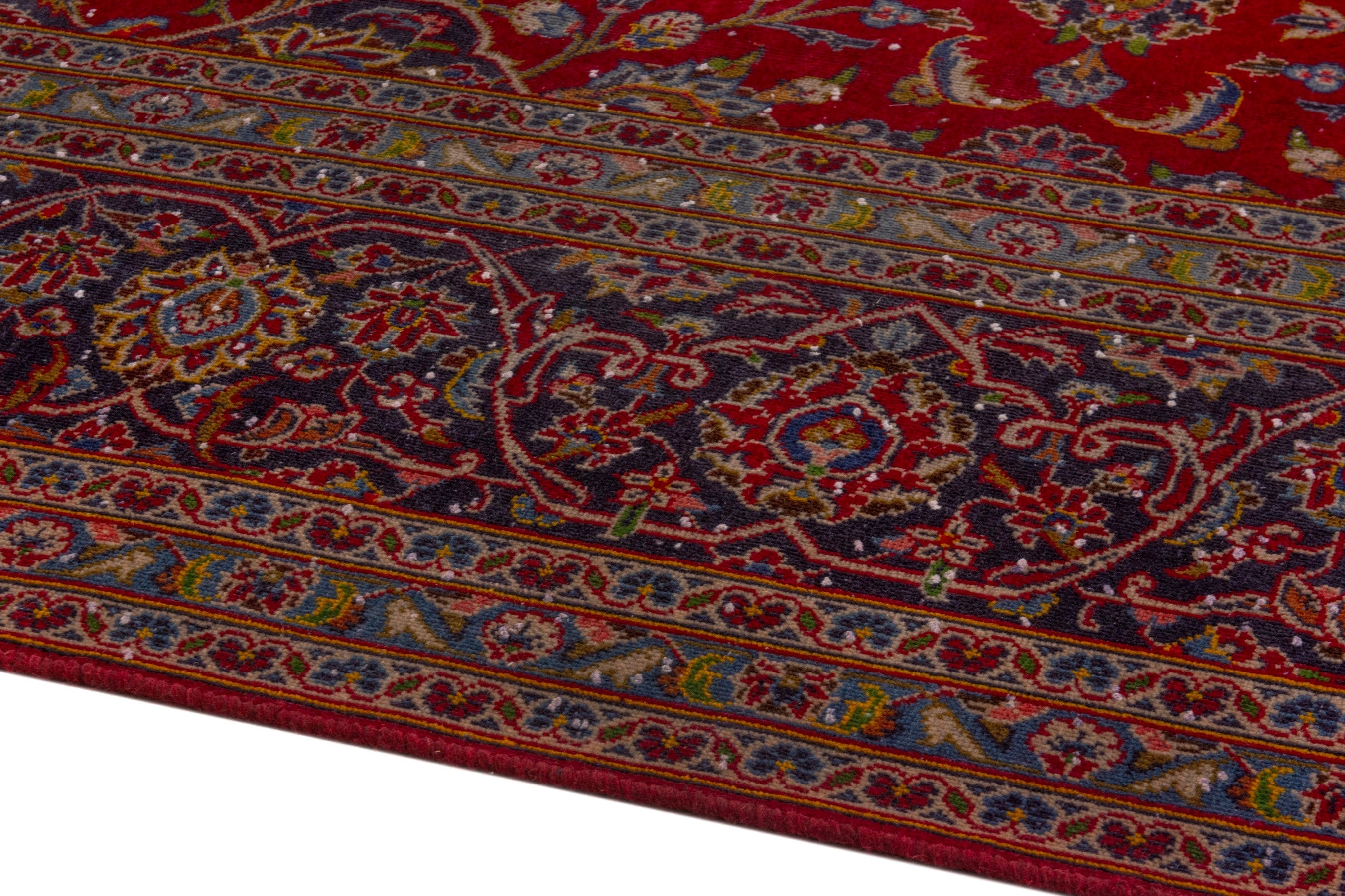 Persian Kashan oversized rug in deep red and burgundy, view 7 of 25