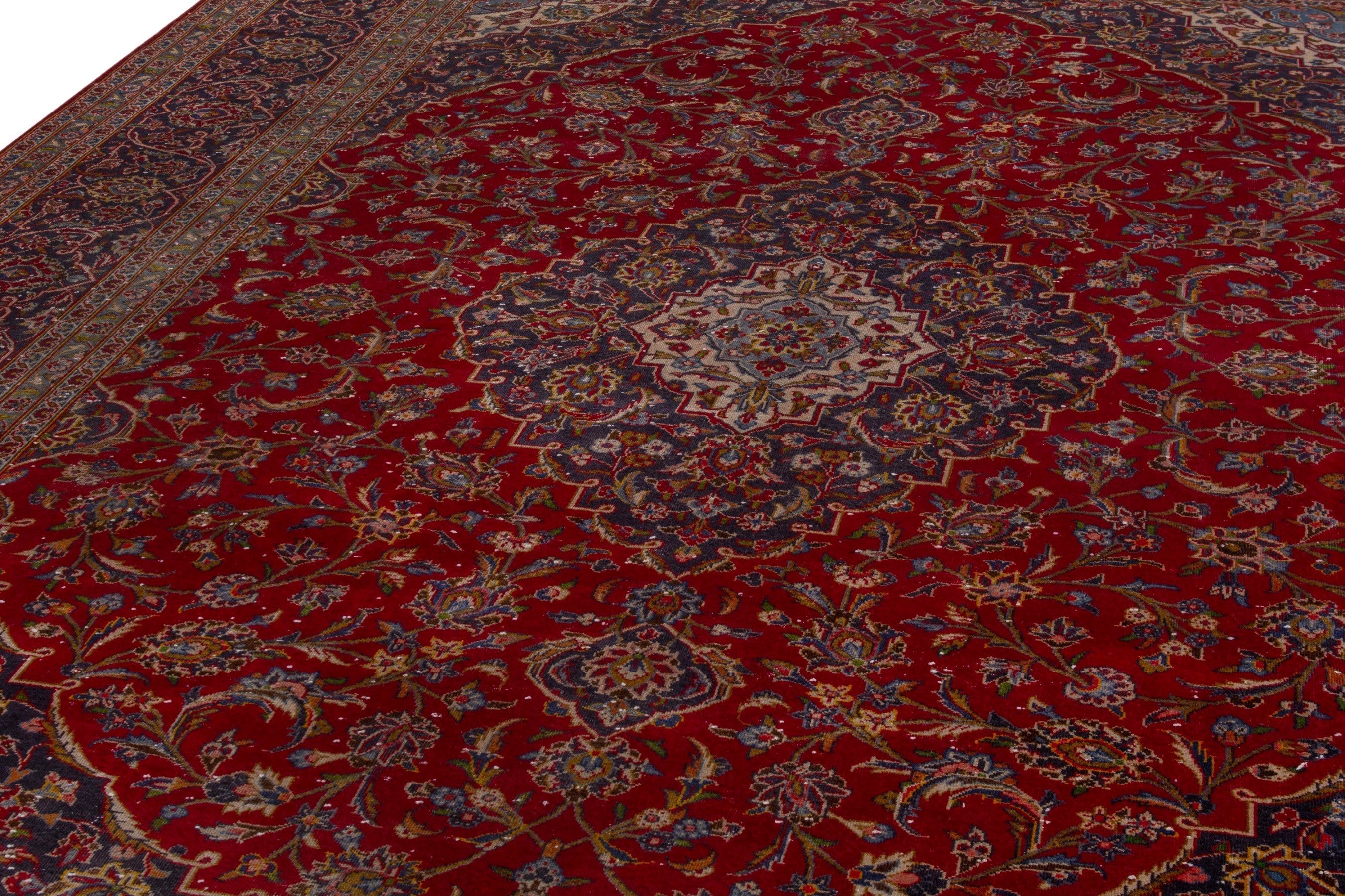 Persian Kashan oversized rug in deep red and burgundy, view 8 of 25