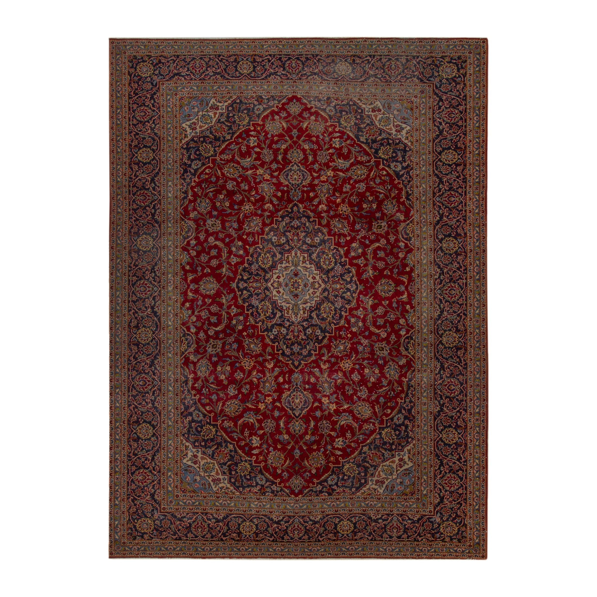 Persian Kashan oversized rug in deep red and burgundy, 9'10" x 13'5"