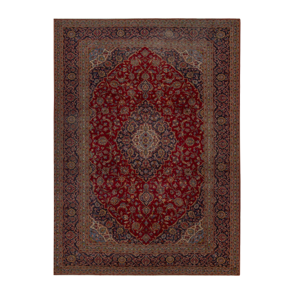 Persian Kashan oversized rug in deep red and burgundy, 9'10" x 13'5"