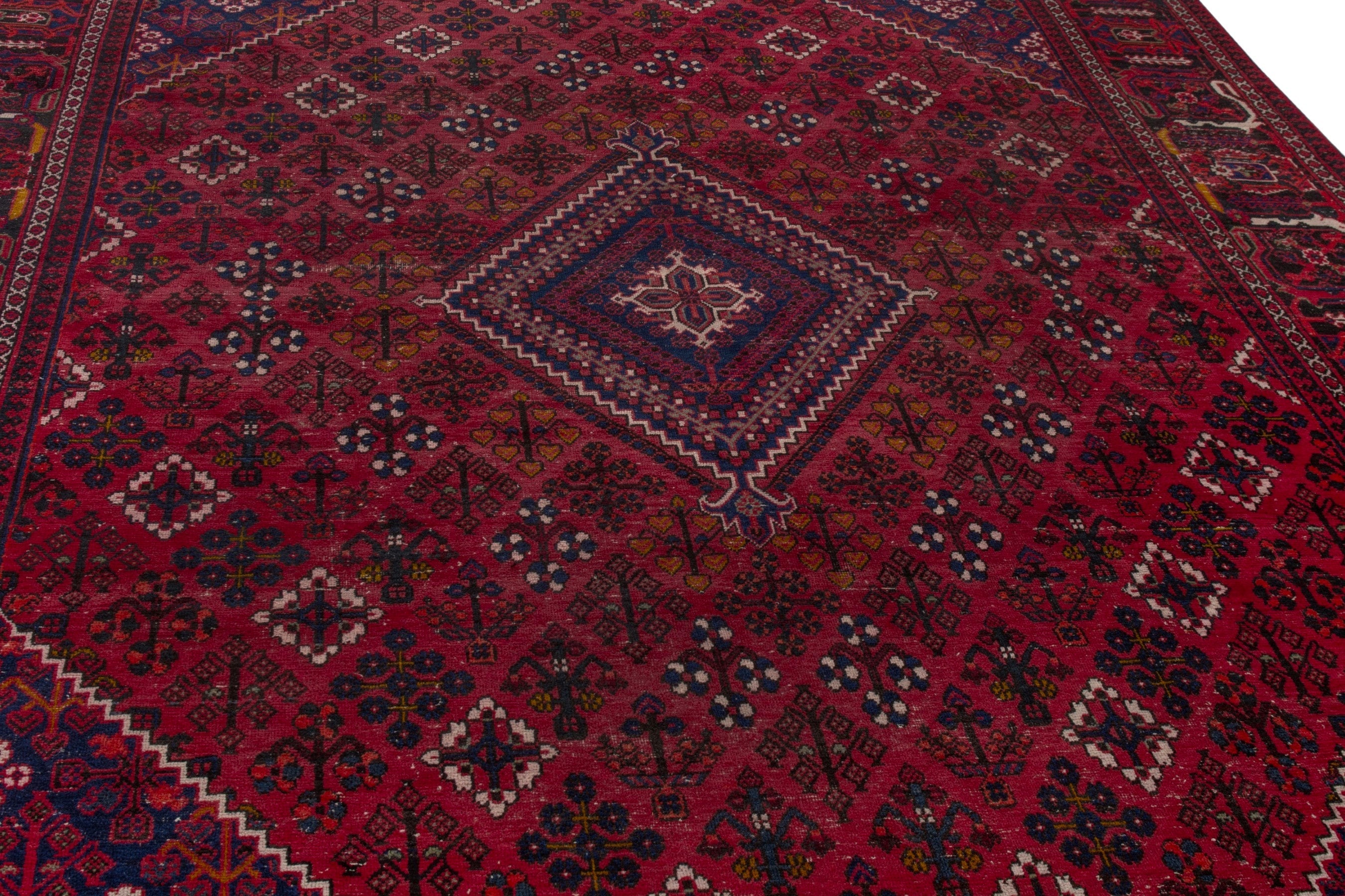 Persian Joshaghan oversized rug in burgundy and deep red, view 8 of 22