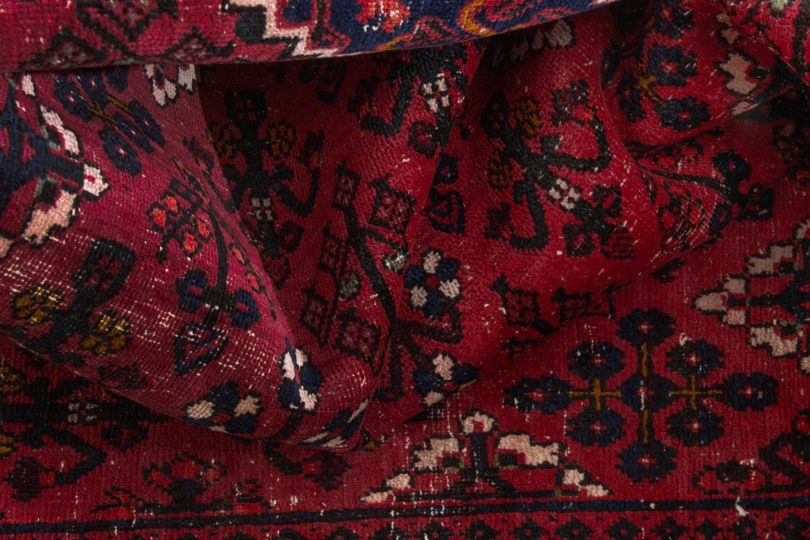 Persian Joshaghan oversized rug in burgundy and deep red, view 17 of 22
