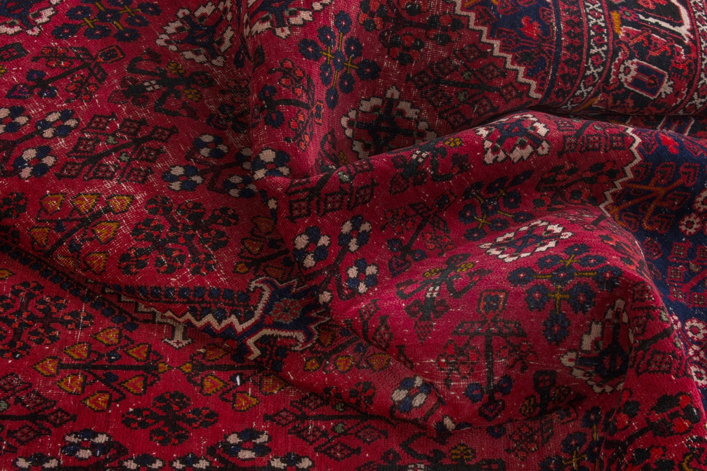 Persian Joshaghan oversized rug in burgundy and deep red, view 18 of 22