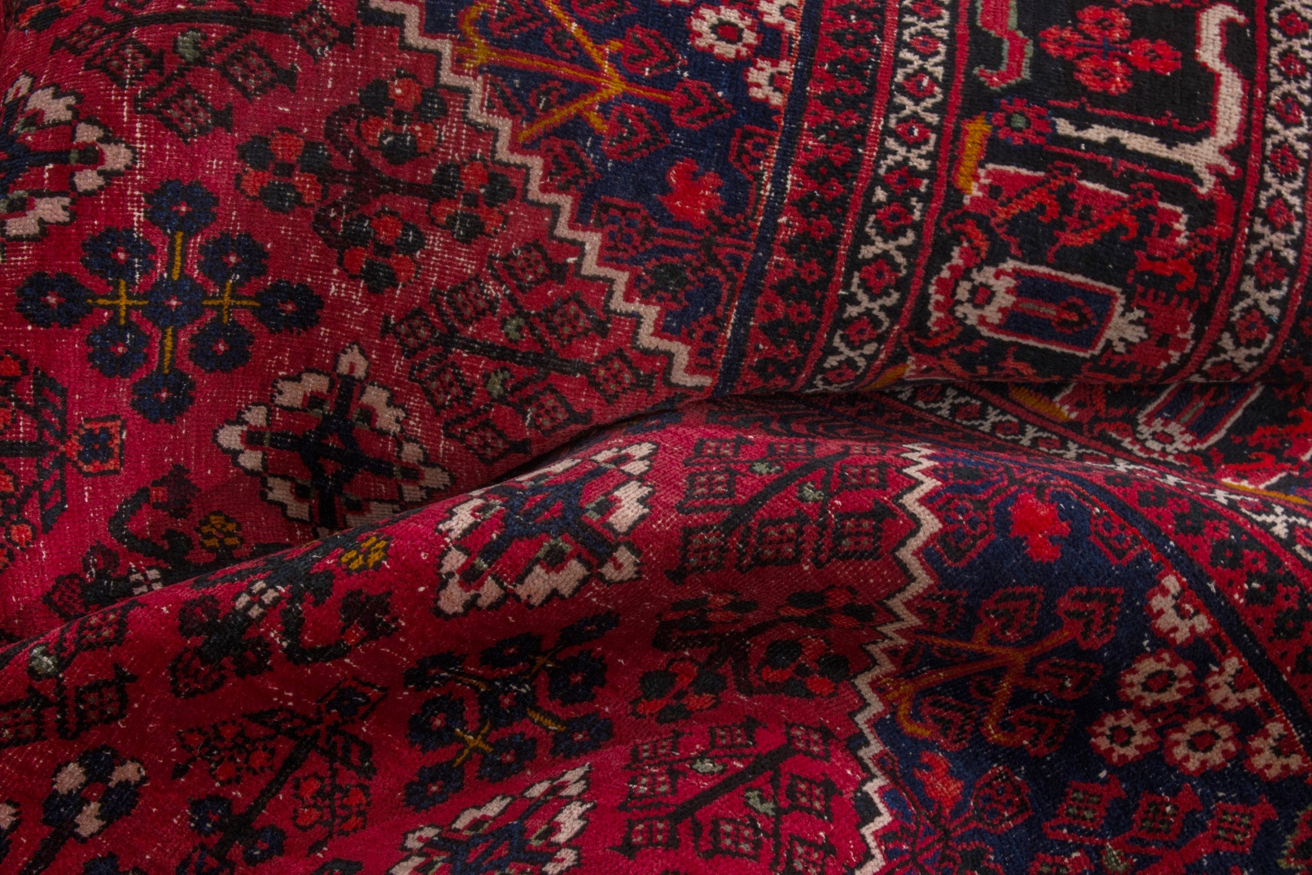 Persian Joshaghan oversized rug in burgundy and deep red, view 19 of 22