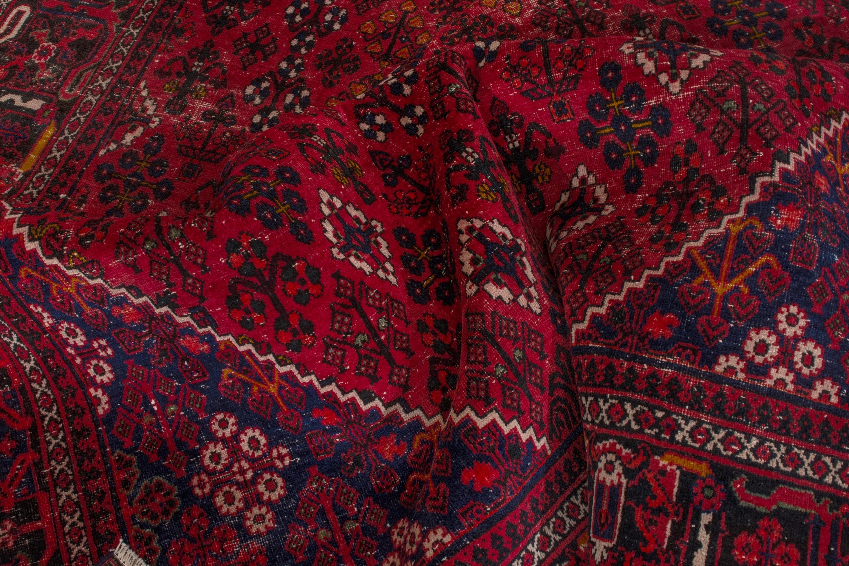 Persian Joshaghan oversized rug in burgundy and deep red, view 20 of 22
