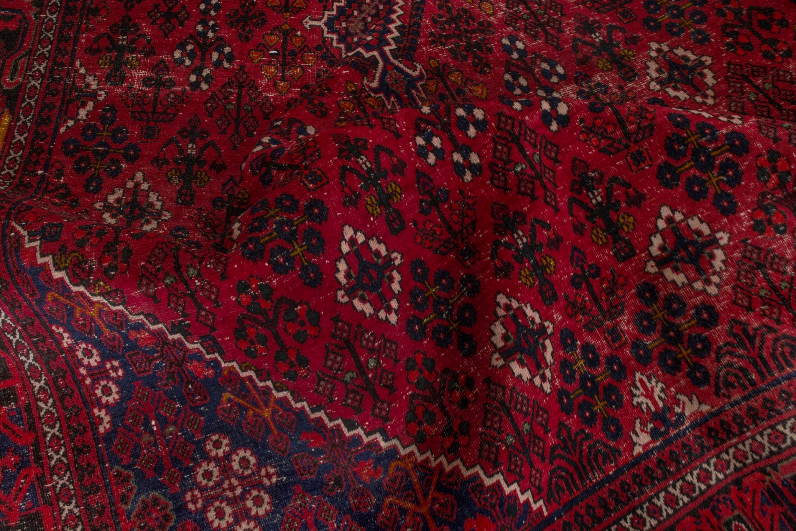 Persian Joshaghan oversized rug in burgundy and deep red, view 21 of 22