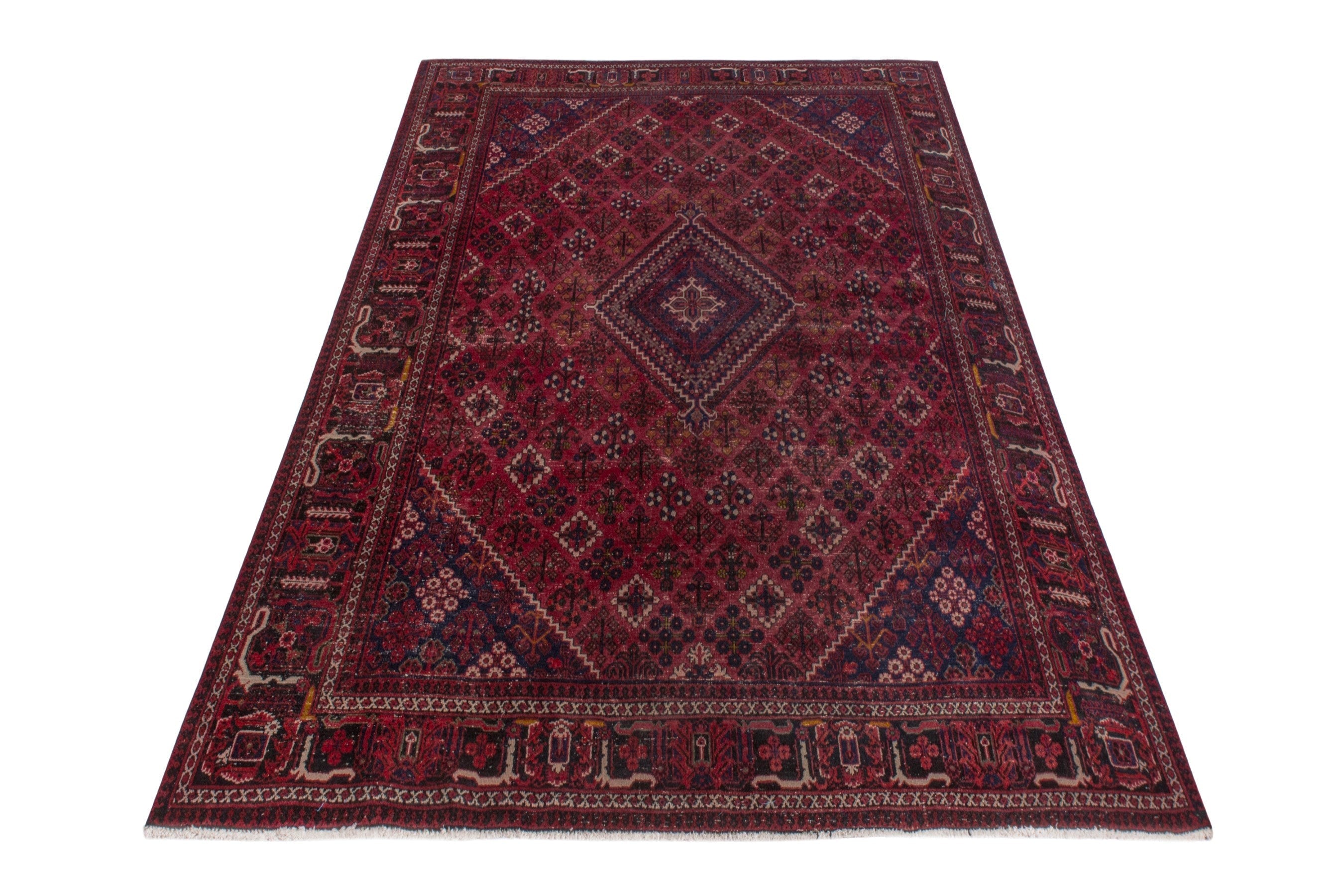 Persian Joshaghan oversized rug in burgundy and deep red, view 2 of 22
