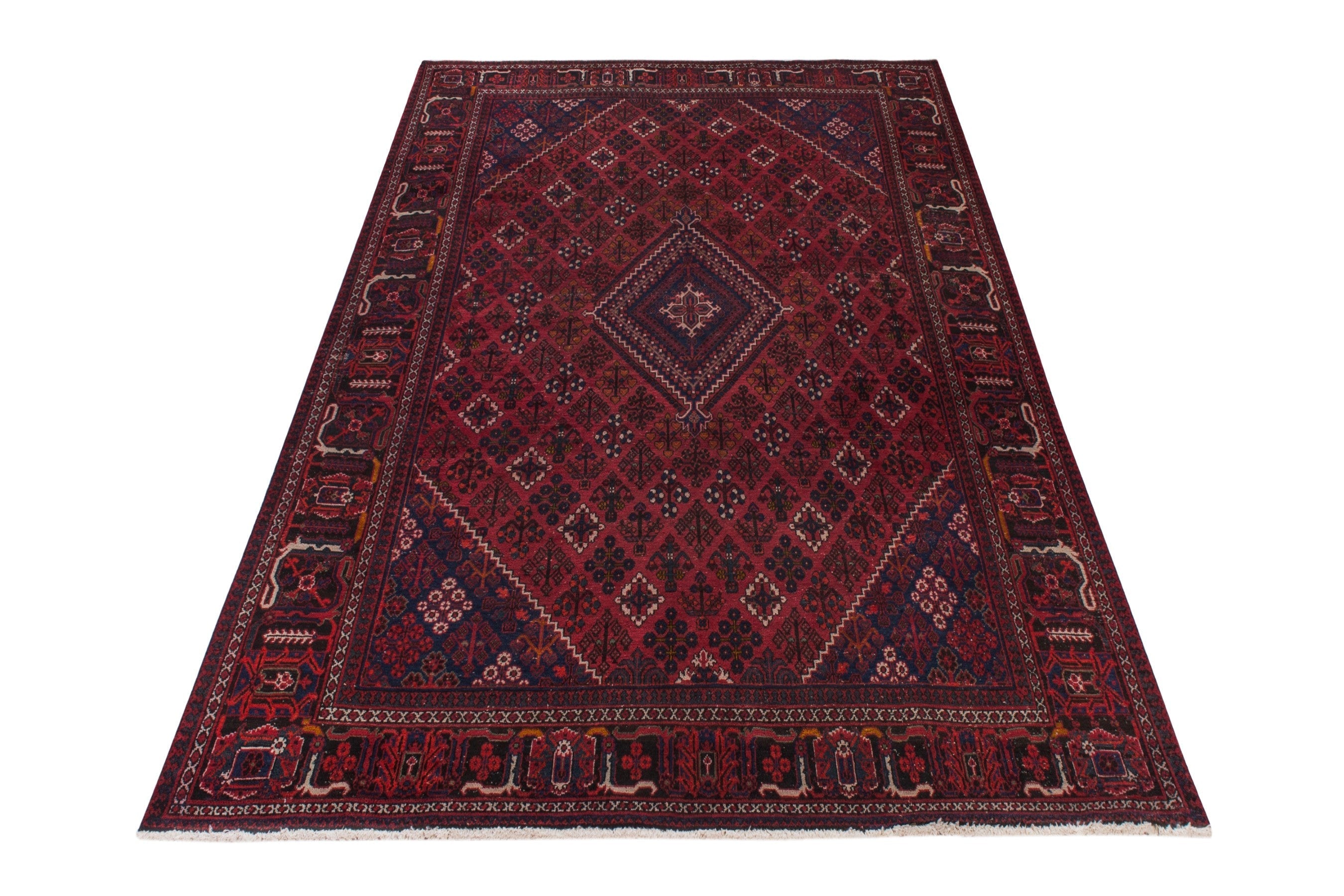 Persian Joshaghan oversized rug in burgundy and deep red, view 3 of 22