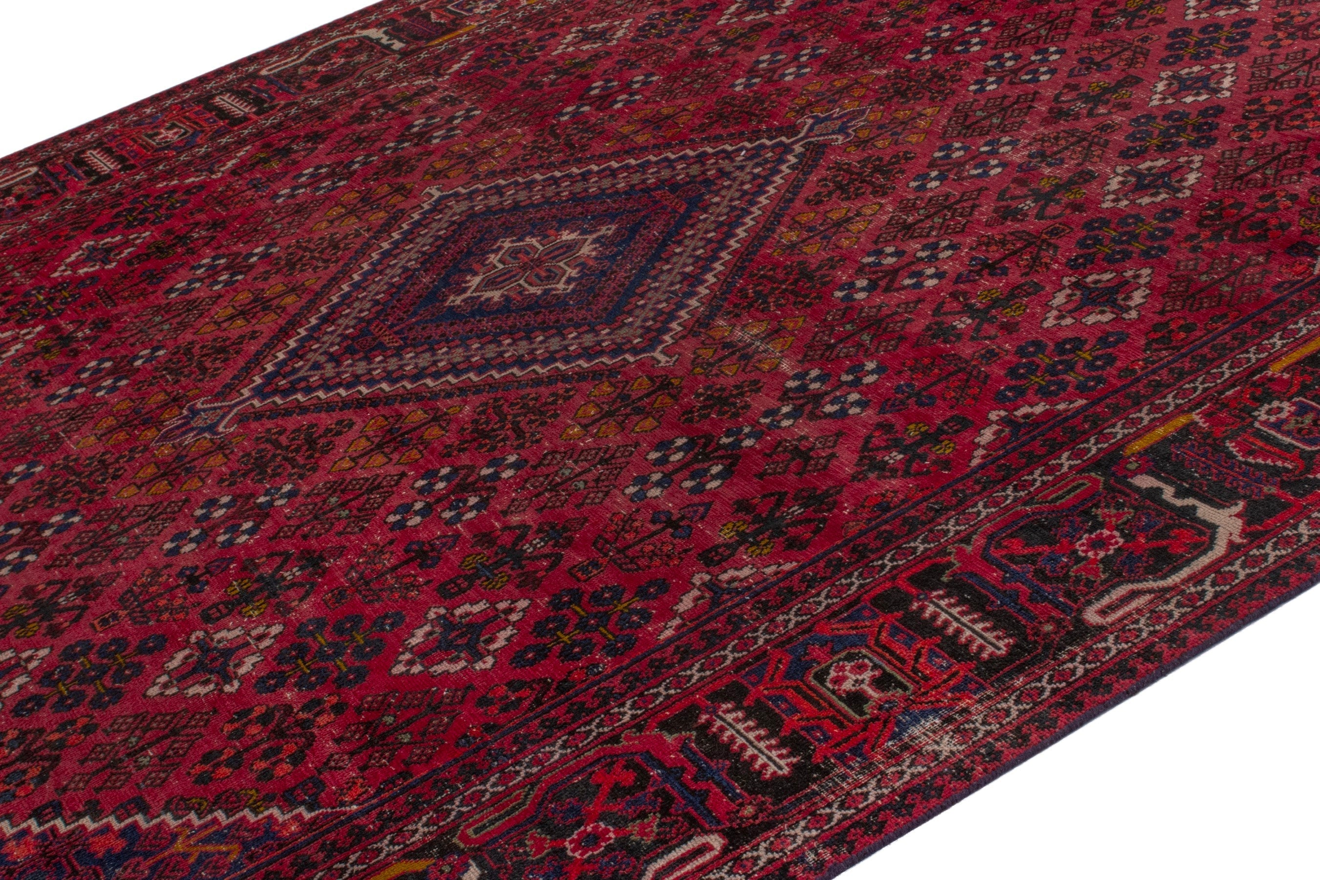 Persian Joshaghan oversized rug in burgundy and deep red, view 4 of 22