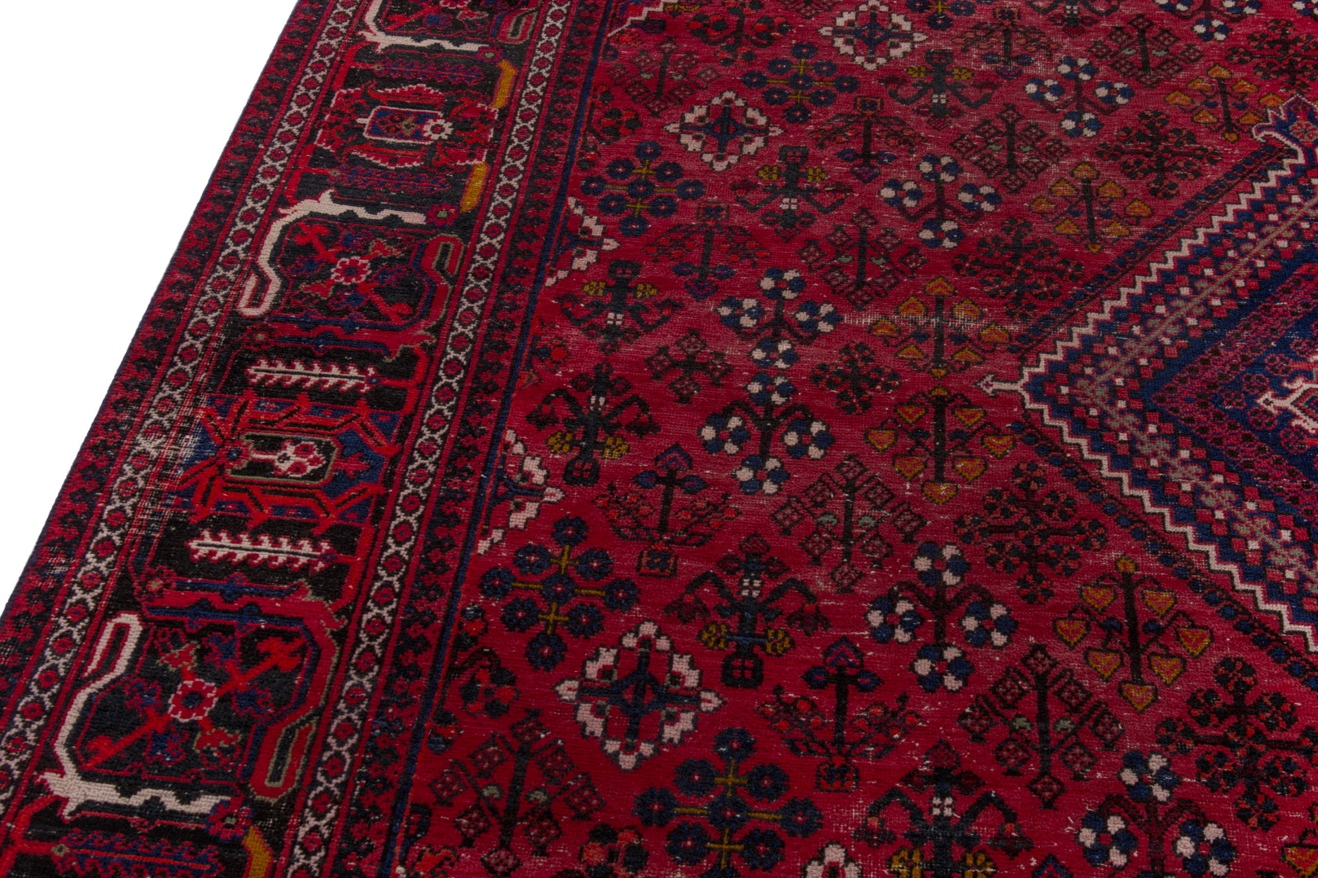 Persian Joshaghan oversized rug in burgundy and deep red, view 9 of 22