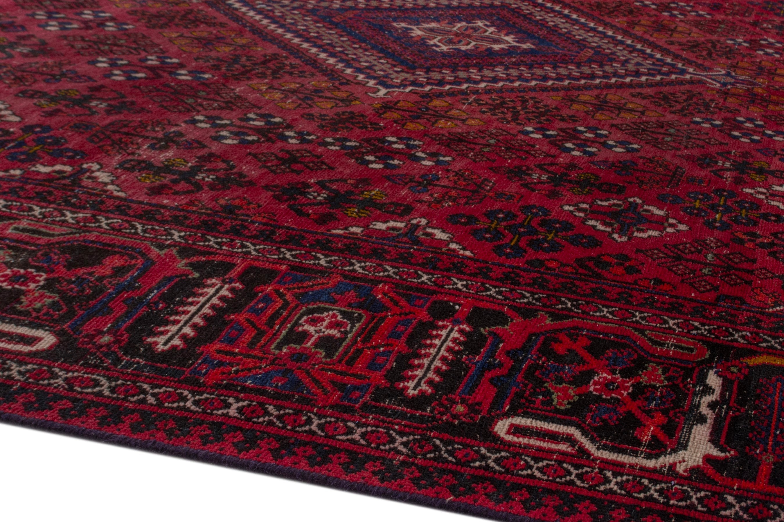 Persian Joshaghan oversized rug in burgundy and deep red, view 6 of 22