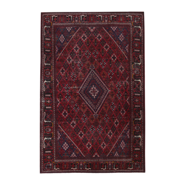 Persian Joshaghan oversized rug in burgundy and deep red, 6'9" x 11'11"