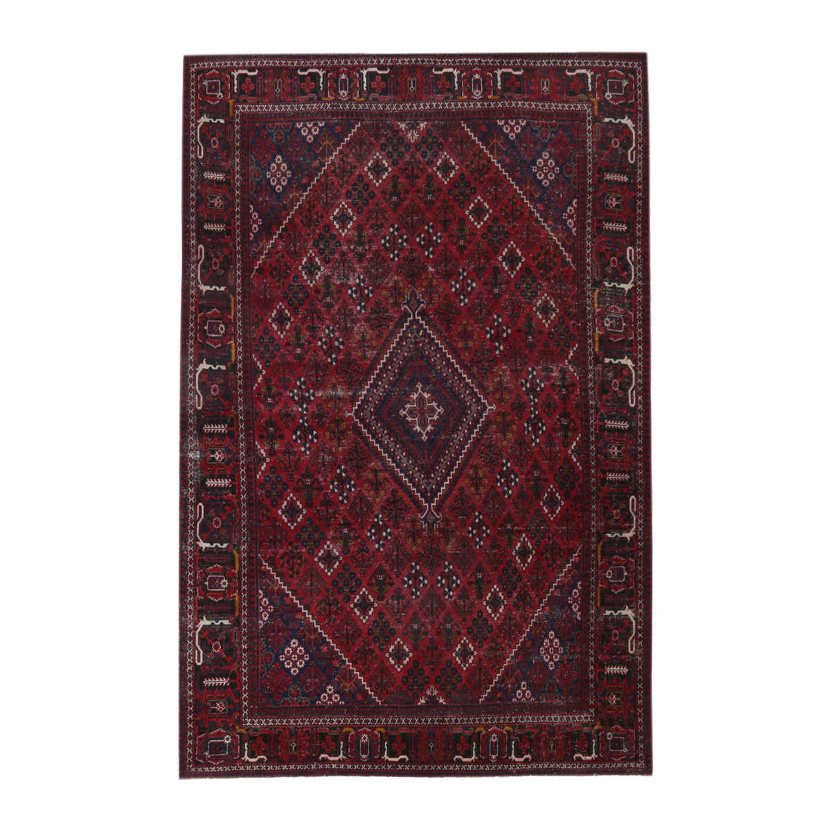 Persian Joshaghan oversized rug in burgundy and deep red, 6'9" x 11'11"