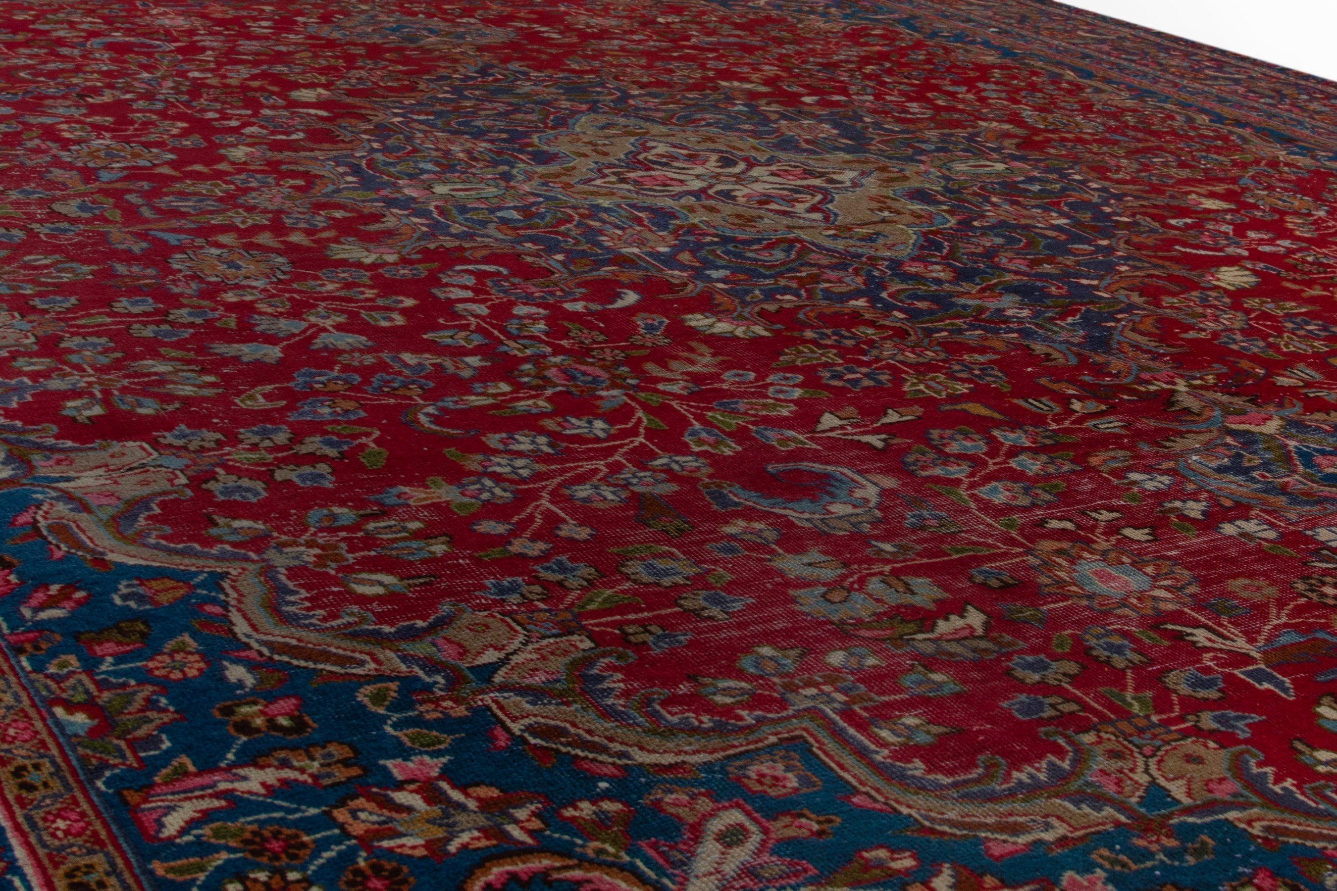 Persian Sabzevar oversized rug in deep red and burgundy, view 8 of 18