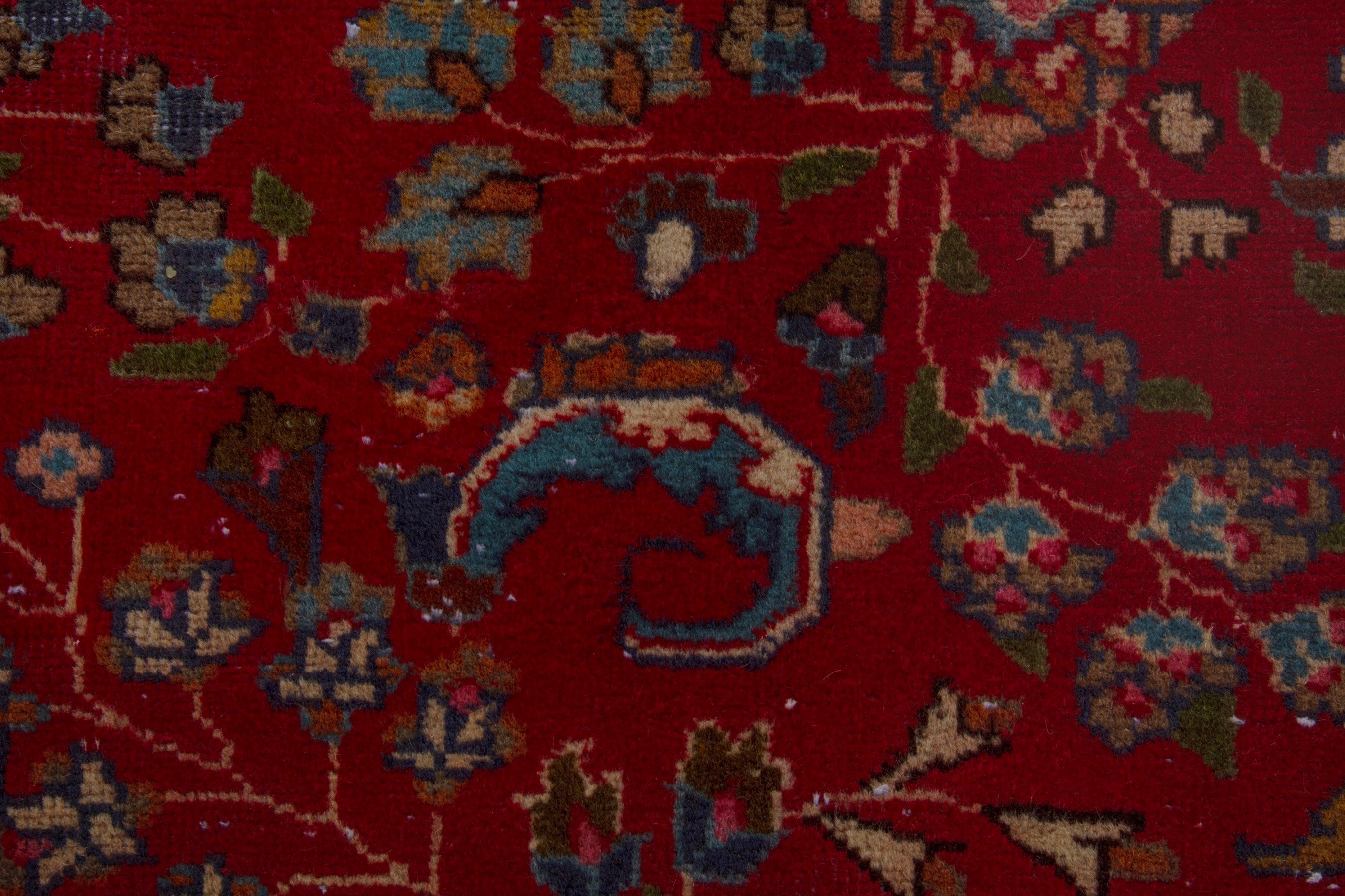 Persian Sabzevar oversized rug in deep red and burgundy, view 14 of 18