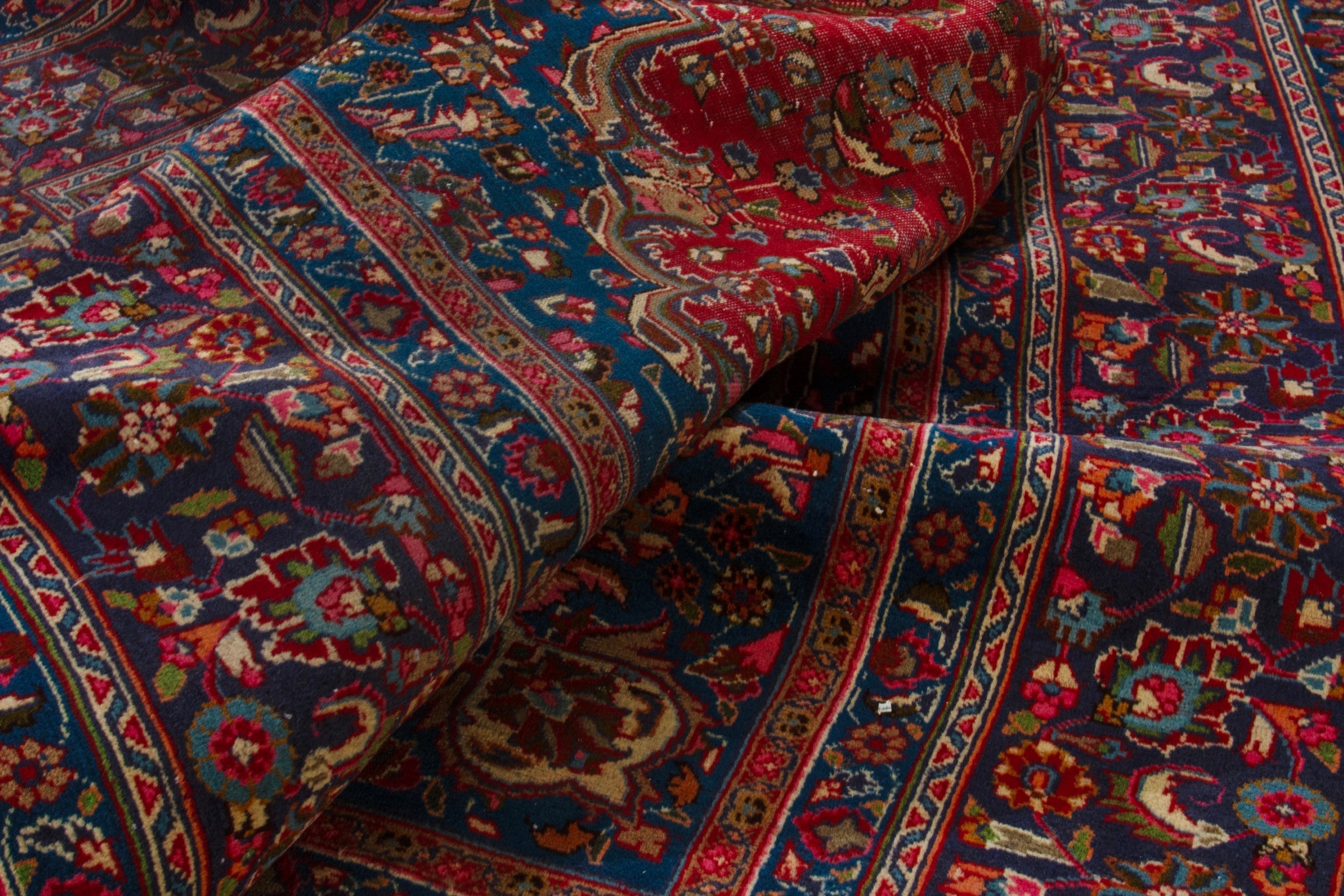 Persian Sabzevar oversized rug in deep red and burgundy, view 16 of 18
