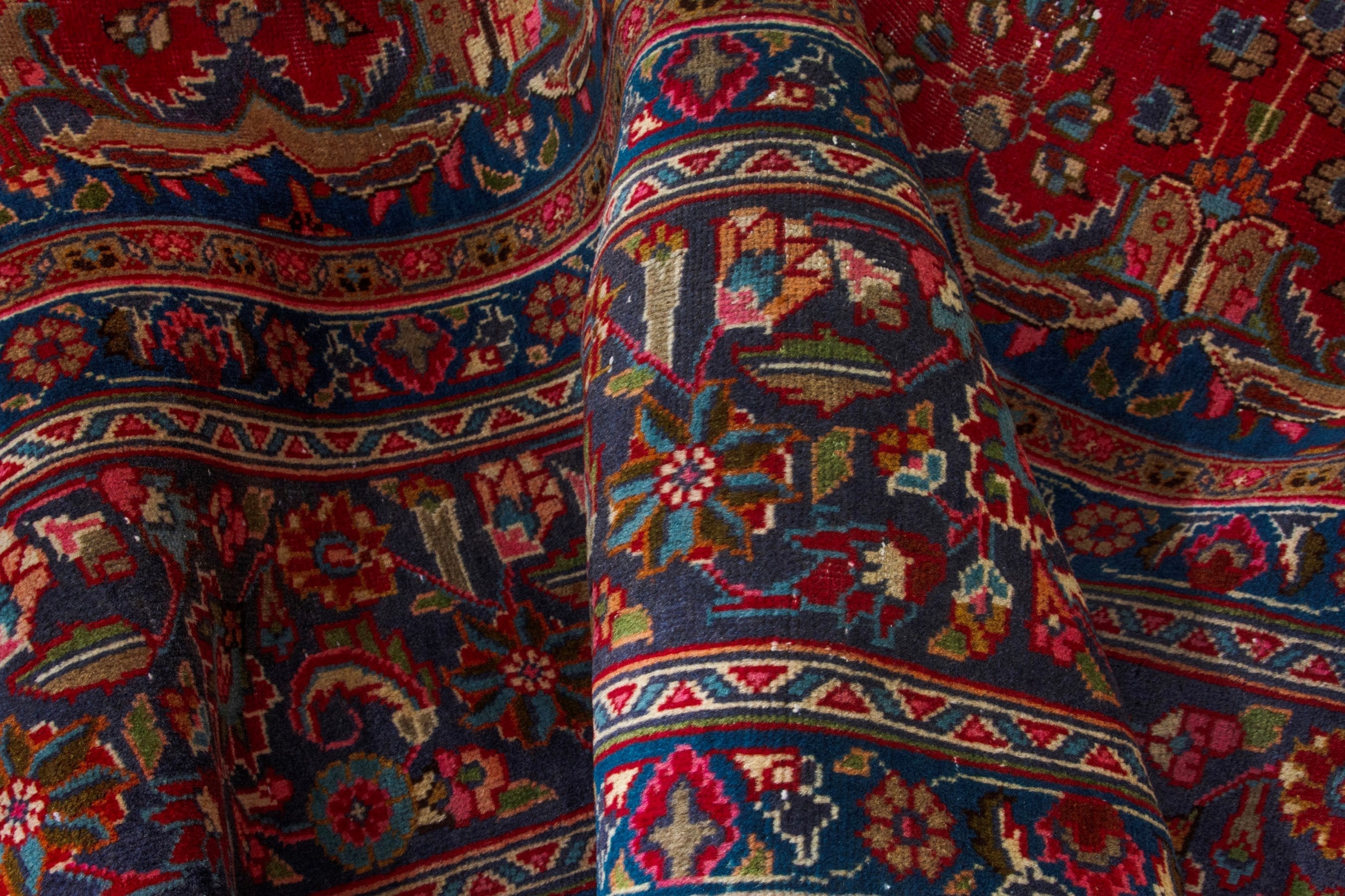 Persian Sabzevar oversized rug in deep red and burgundy, view 17 of 18
