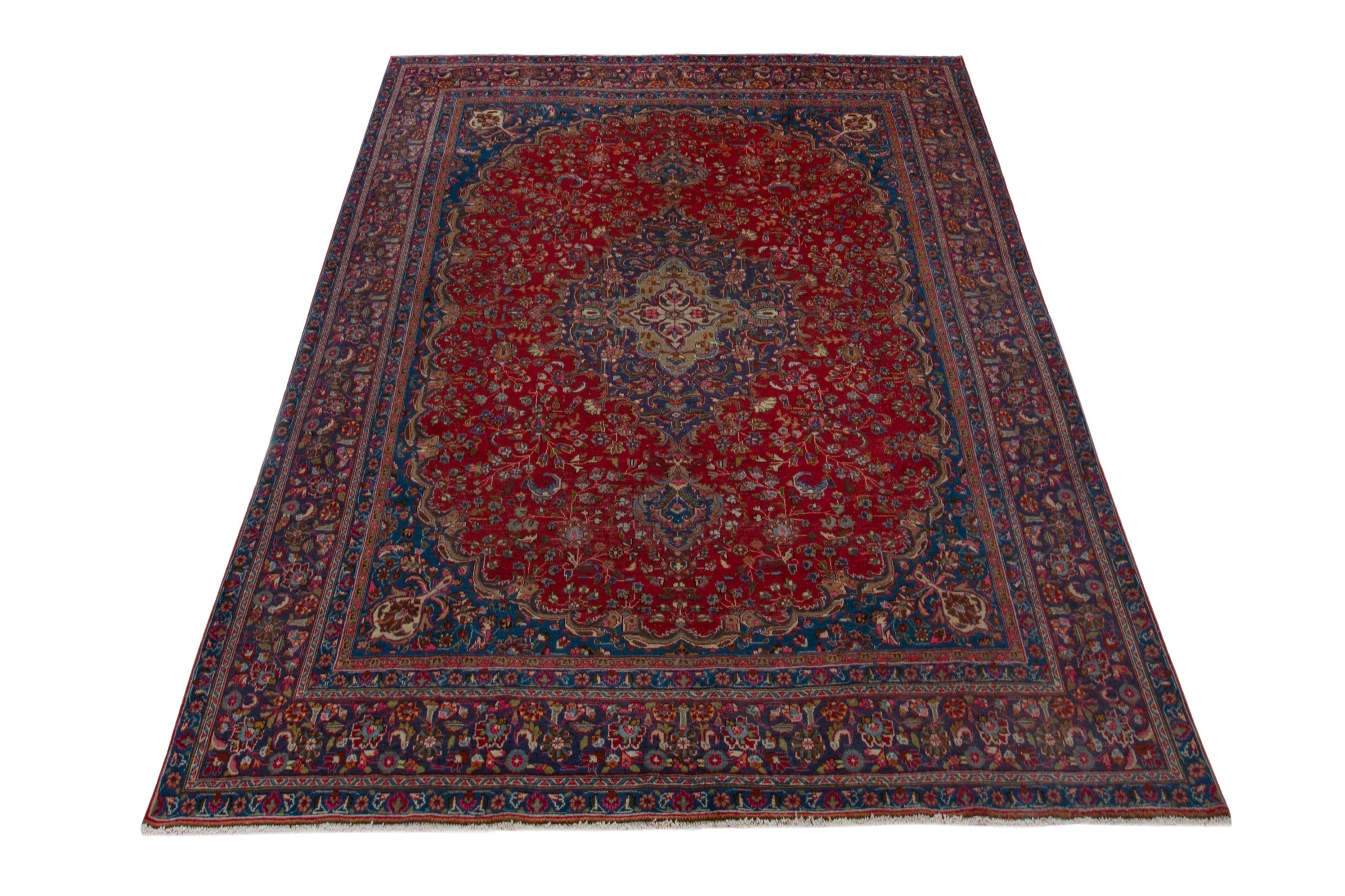 Persian Sabzevar oversized rug in deep red and burgundy, view 3 of 18