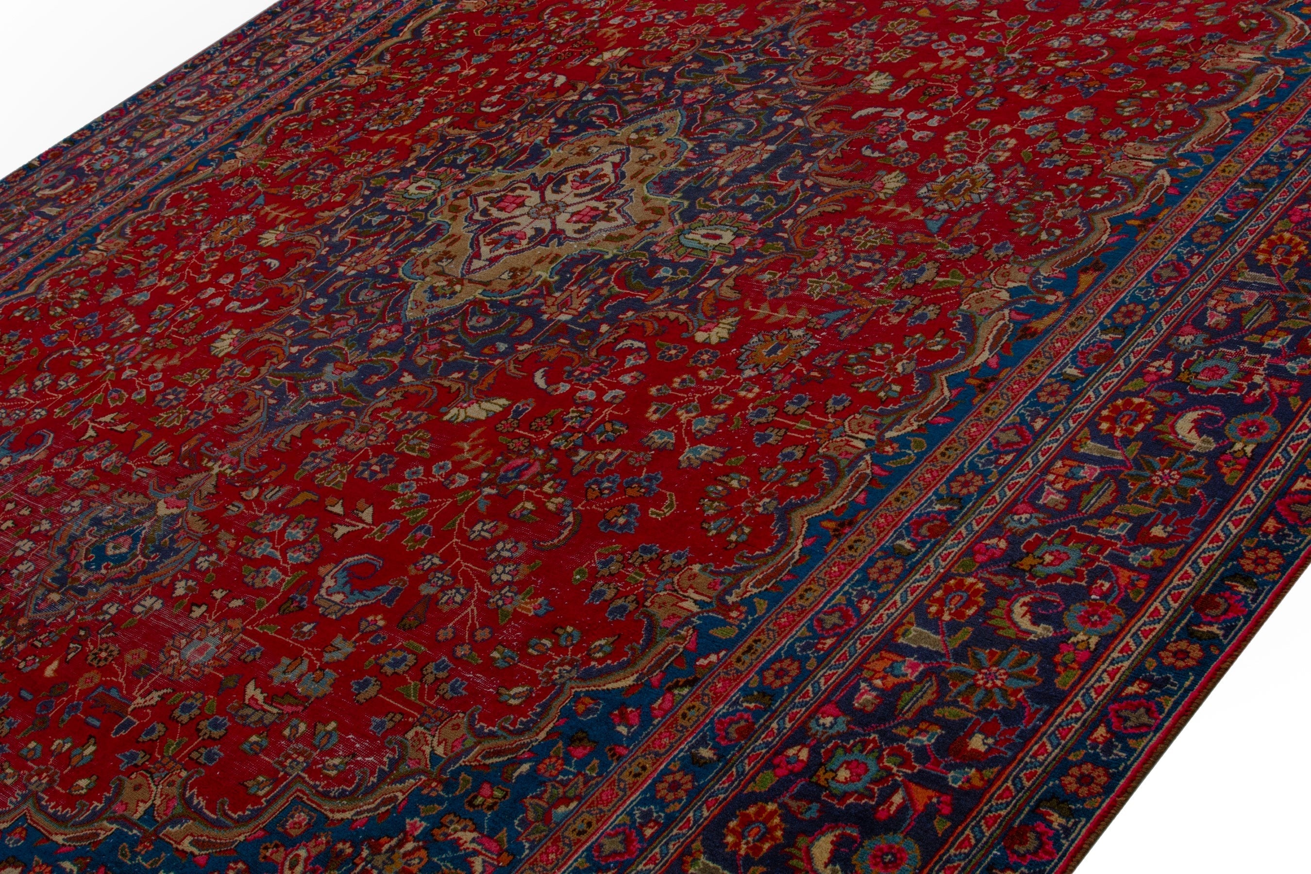 Persian Sabzevar oversized rug in deep red and burgundy, view 4 of 18