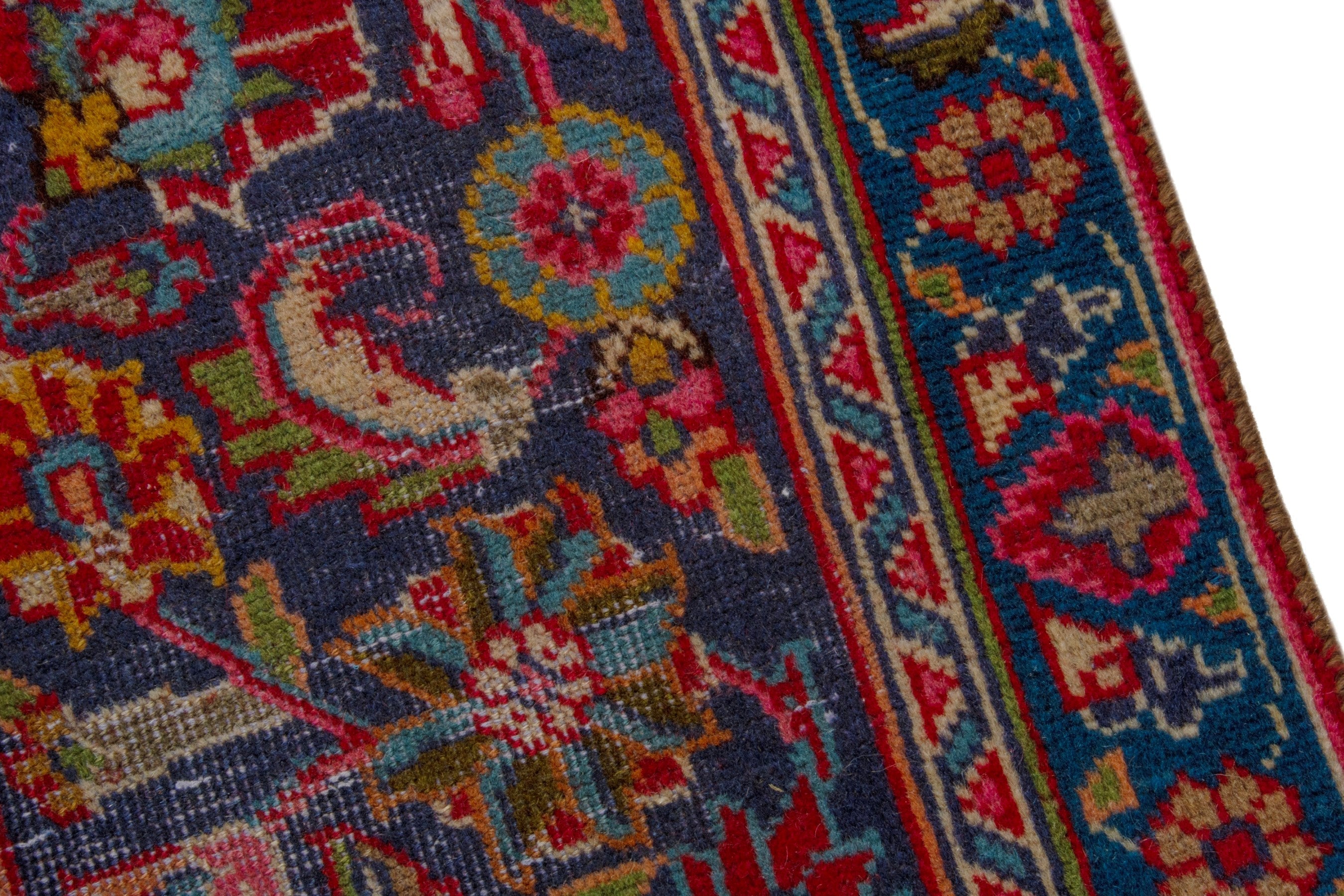 Persian Sabzevar oversized rug in deep red and burgundy, view 9 of 18