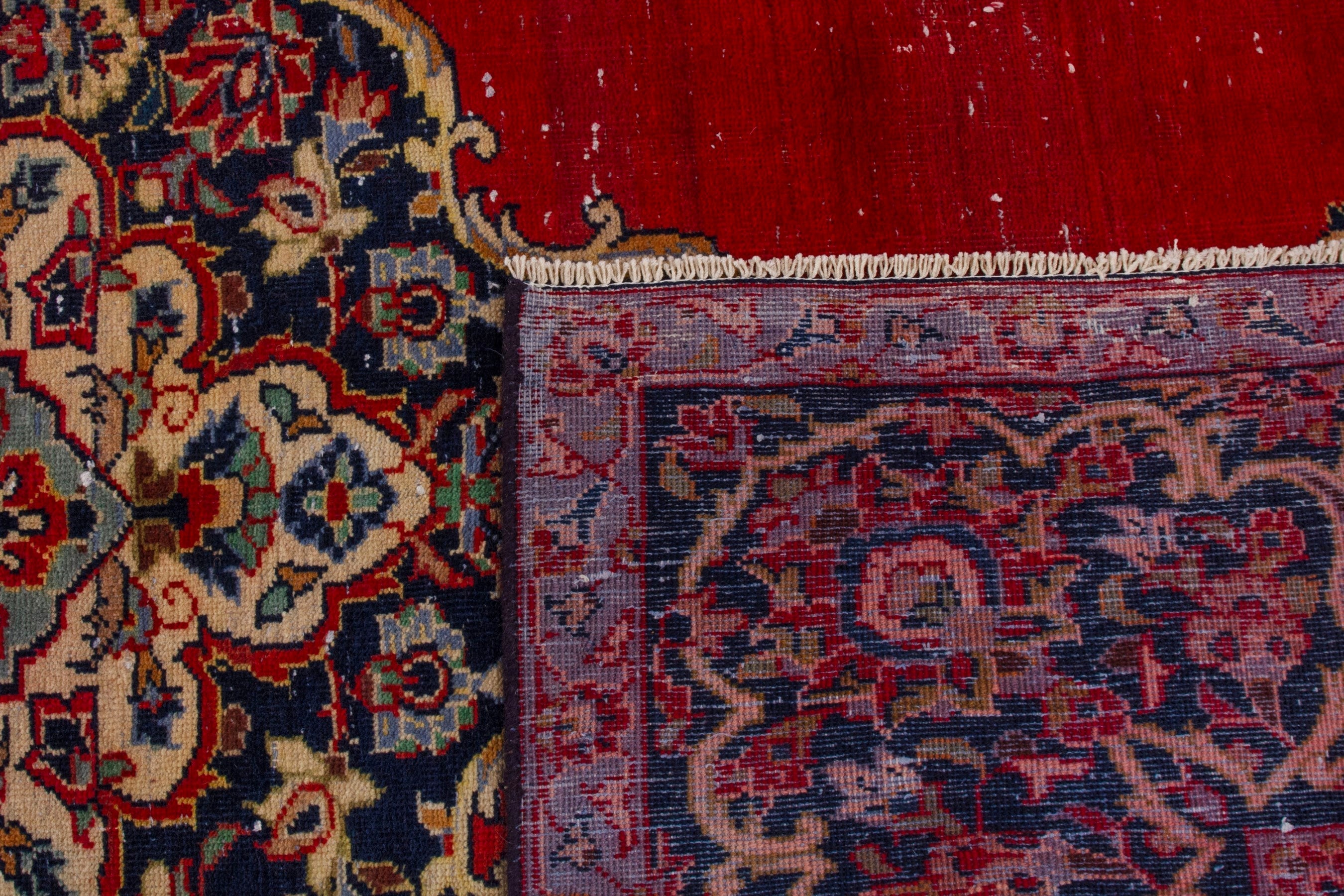 Persian Kashan oversized rug in deep red and burgundy, view 23 of 23