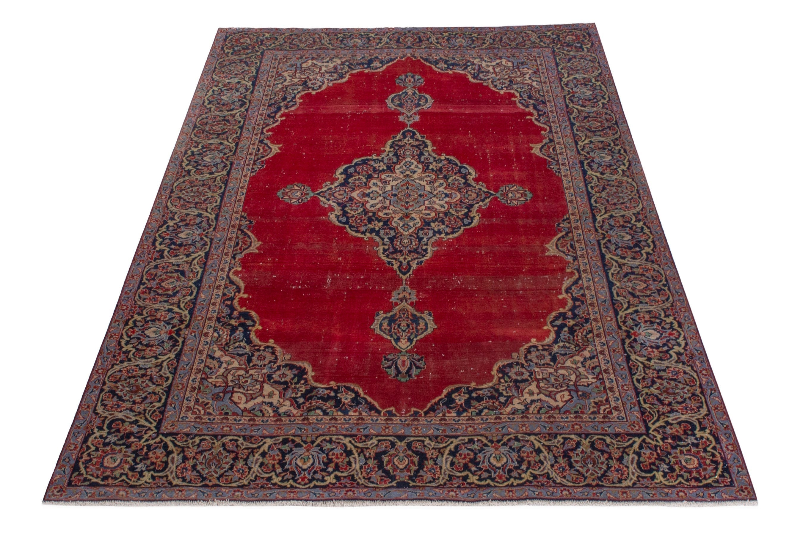 Persian Kashan oversized rug in deep red and burgundy, view 3 of 23