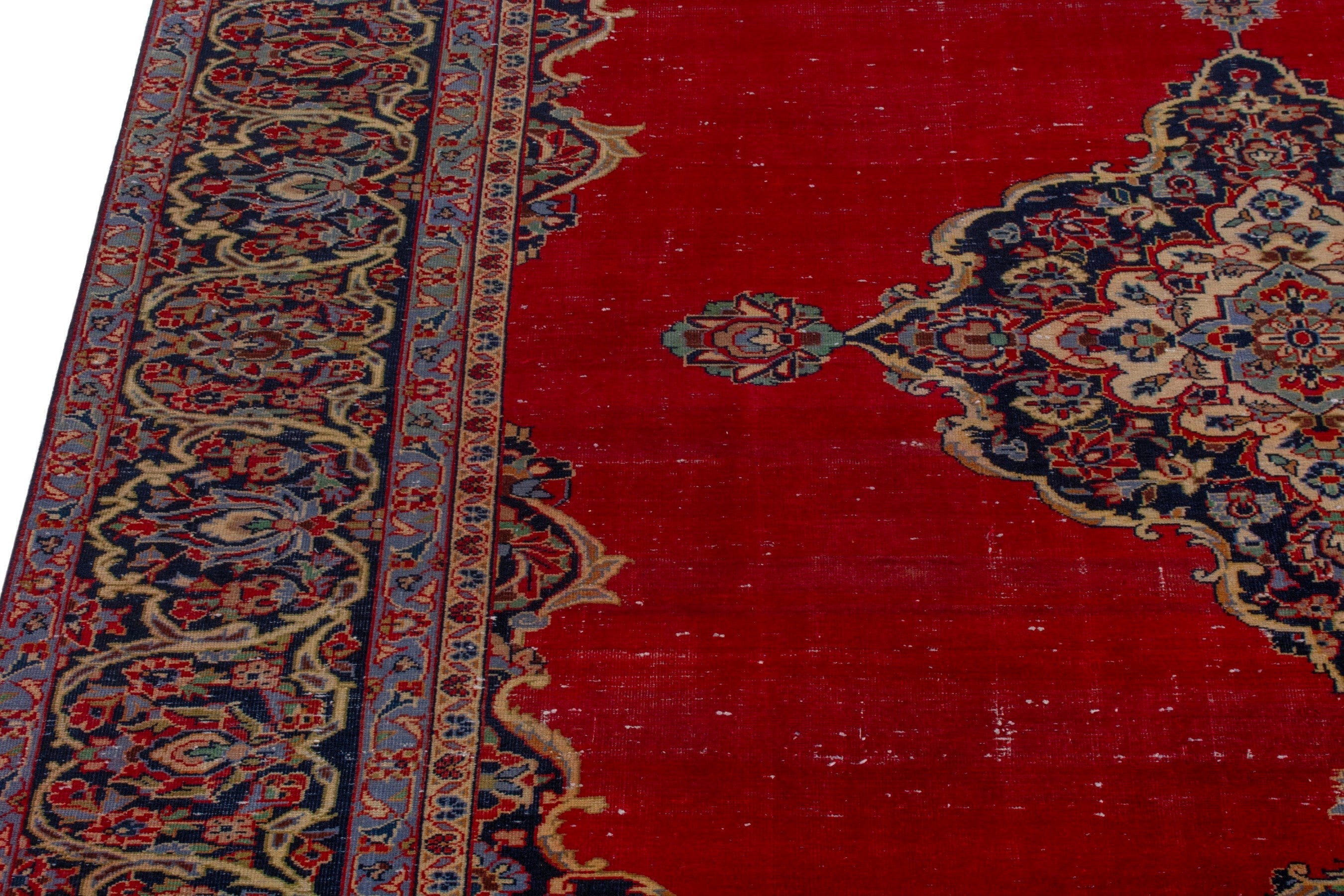 Persian Kashan oversized rug in deep red and burgundy, view 7 of 23