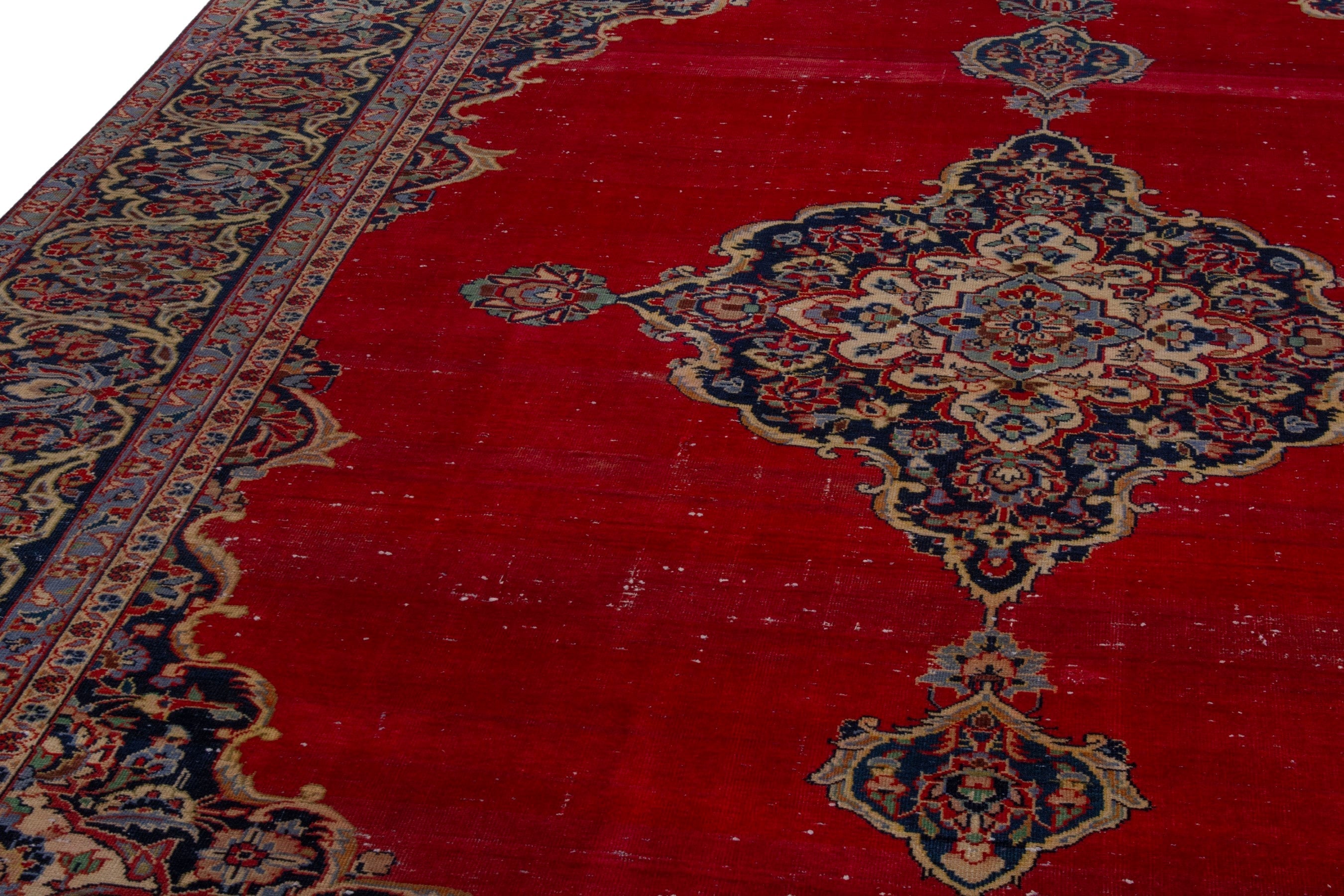 Persian Kashan oversized rug in deep red and burgundy, view 8 of 23