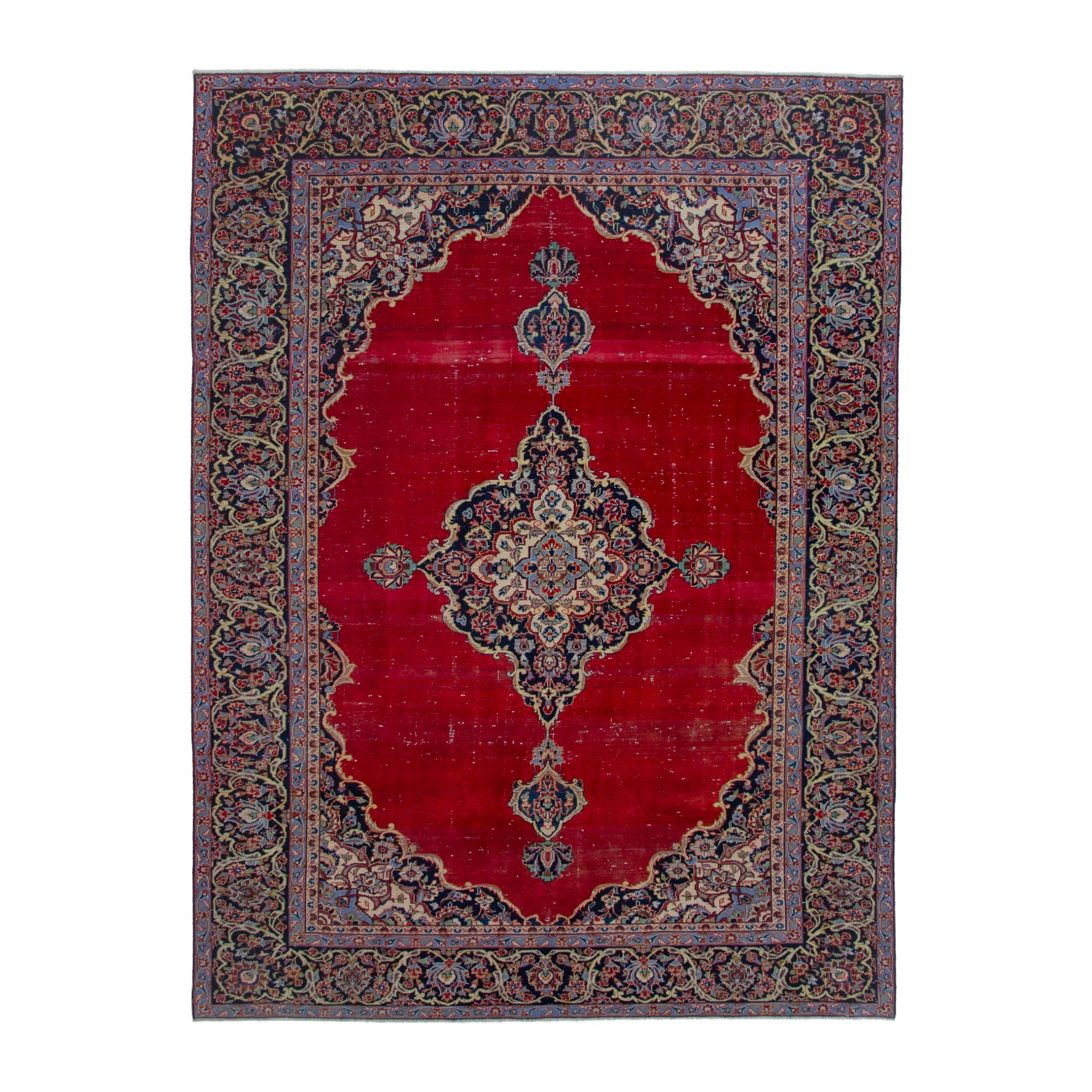 Persian Kashan oversized rug in deep red and burgundy, 8'10" x 12'