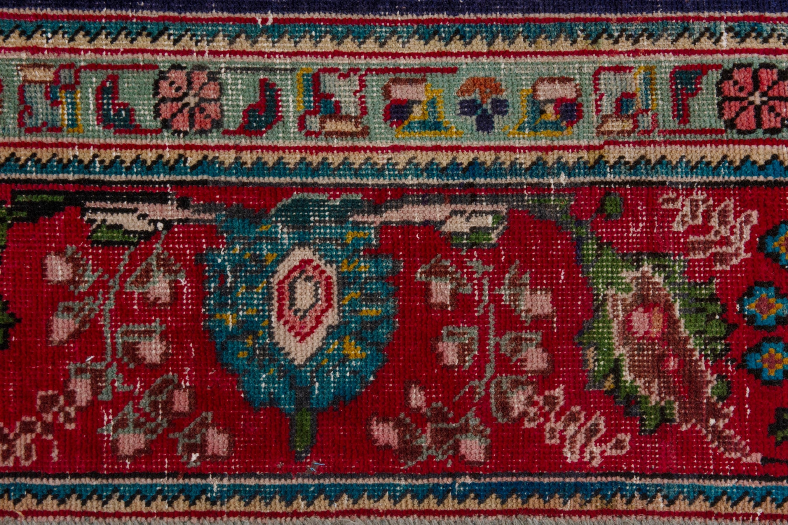 Persian Tabriz area rug in navy and burgundy, view 14 of 20