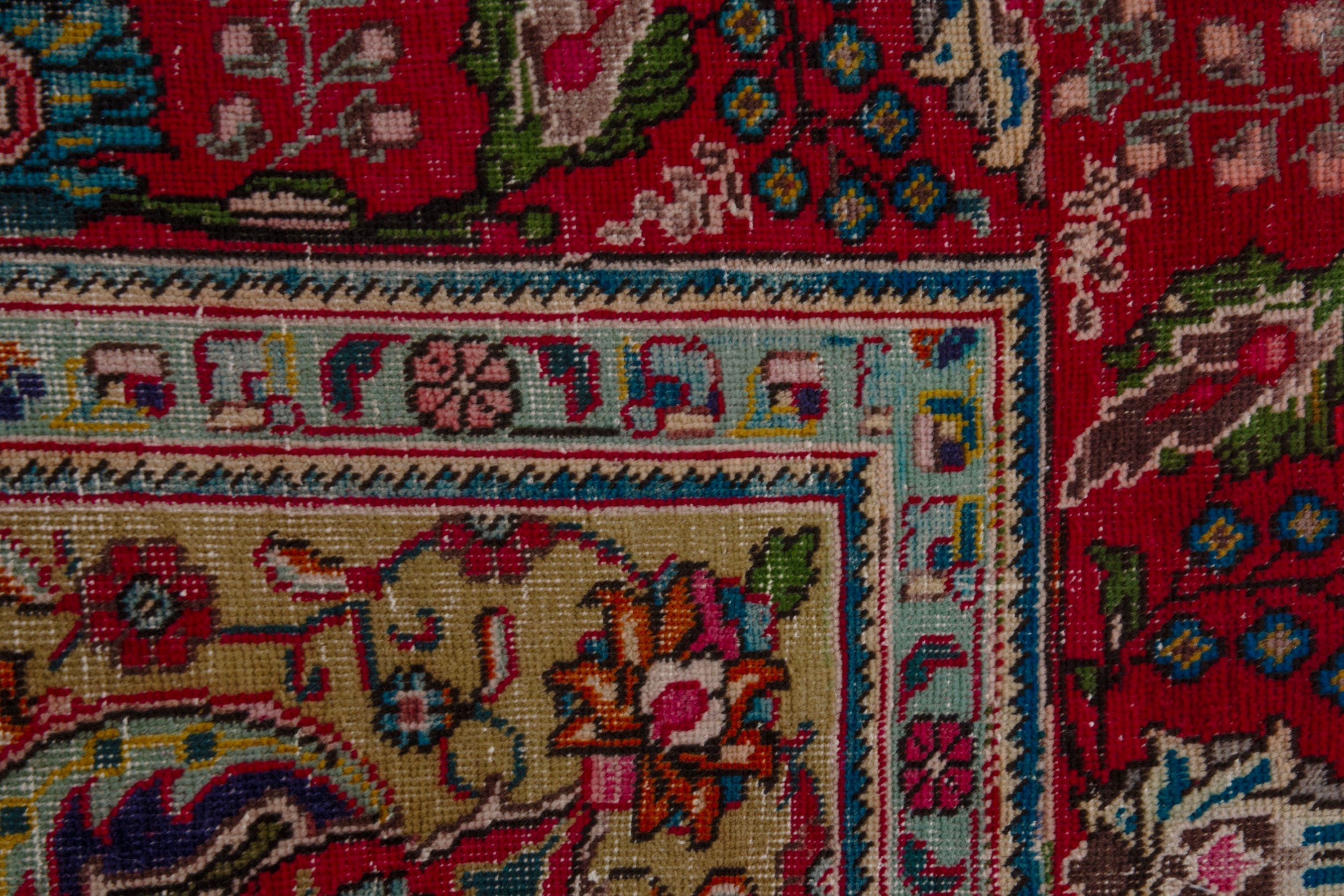 Persian Tabriz area rug in navy and burgundy, view 15 of 20