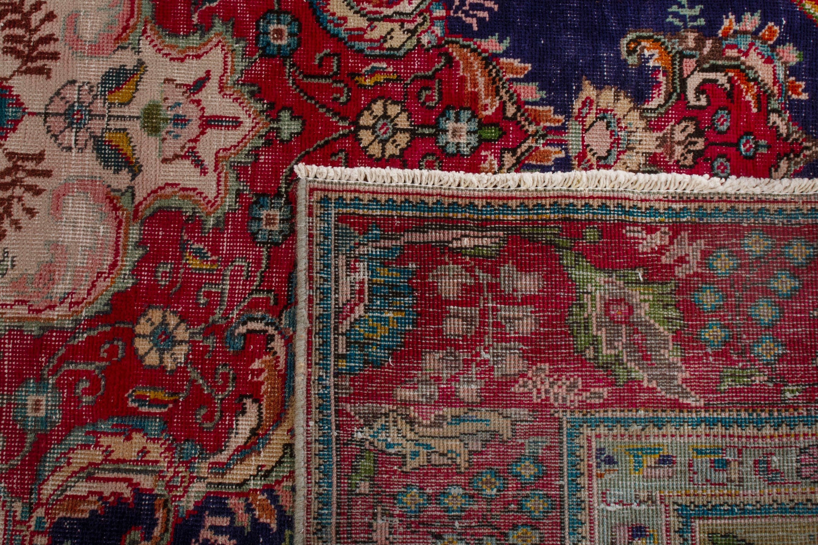 Persian Tabriz area rug in navy and burgundy, view 20 of 20