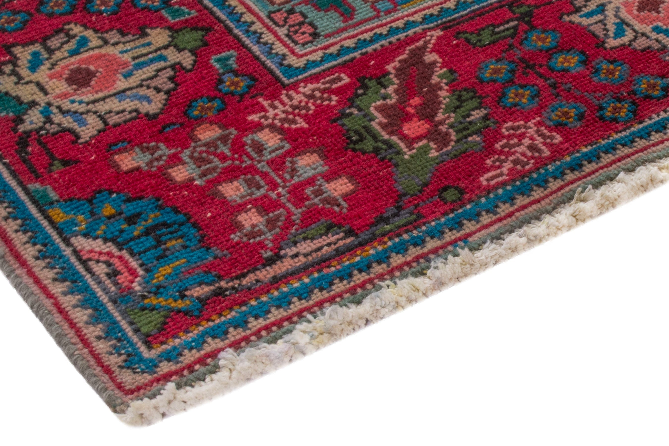 Persian Tabriz area rug in navy and burgundy, view 5 of 20