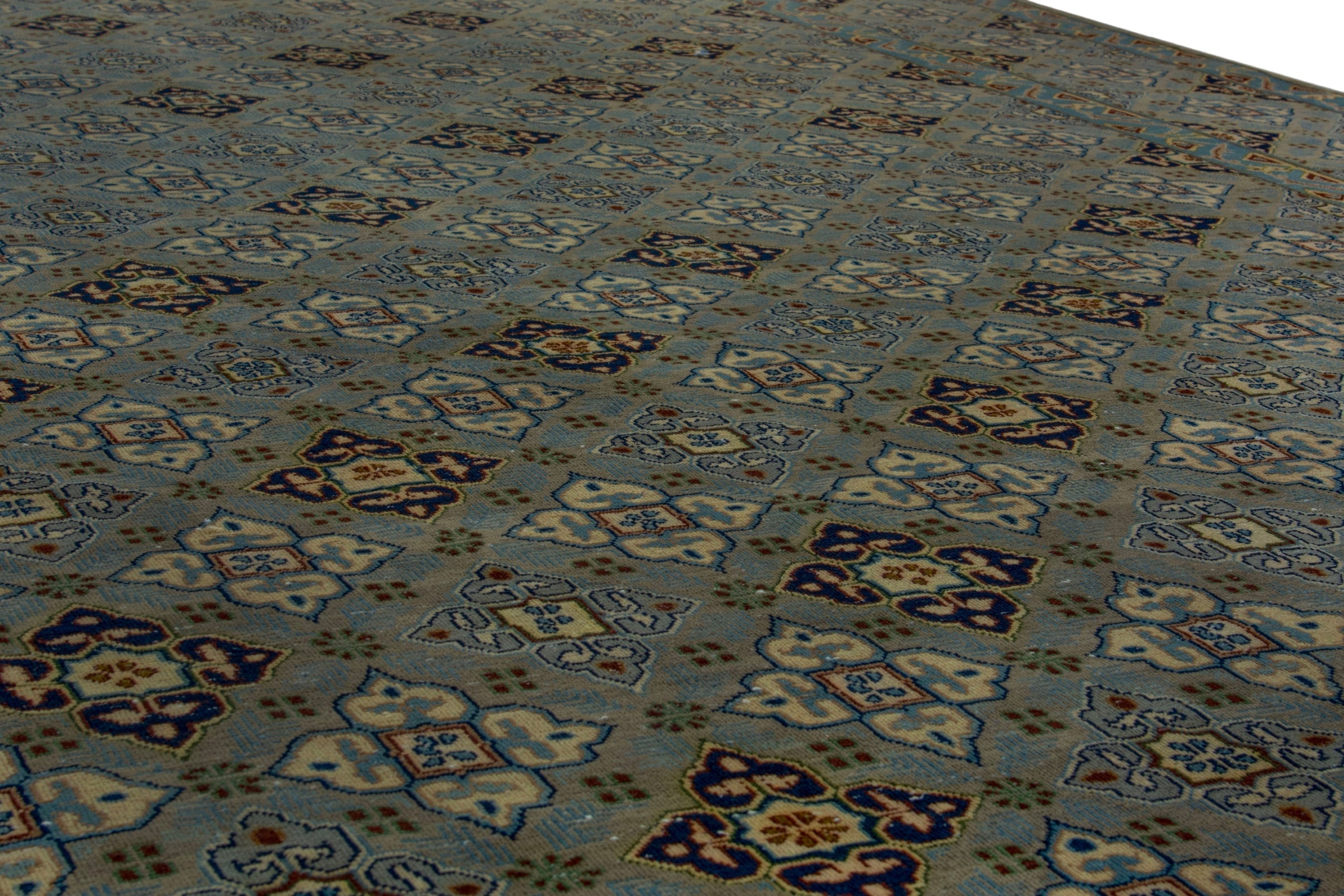 Persian Kashan oversized rug in charcoal and sage, view 8 of 19