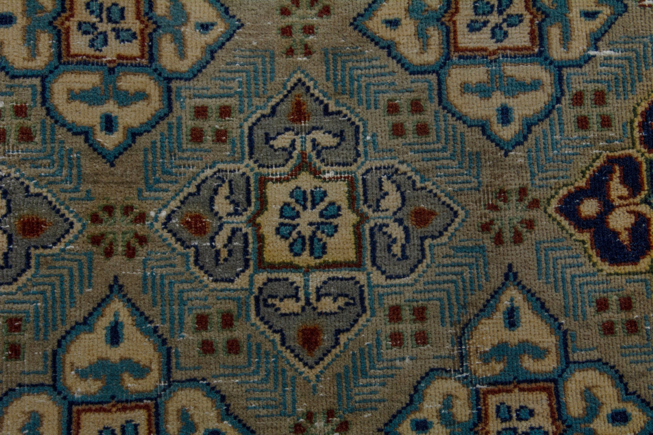 Persian Kashan oversized rug in charcoal and sage, view 14 of 19