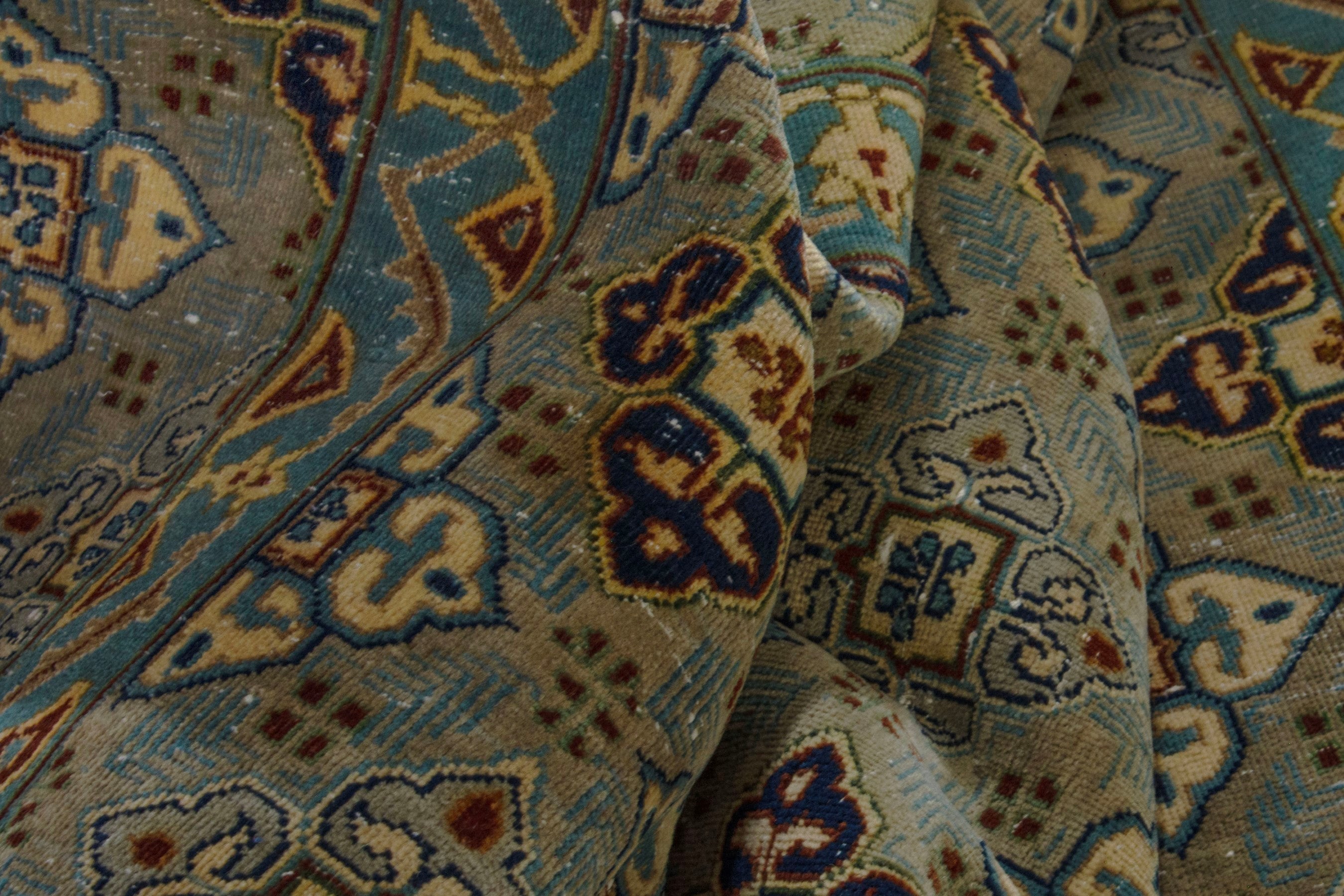 Persian Kashan oversized rug in charcoal and sage, view 16 of 19