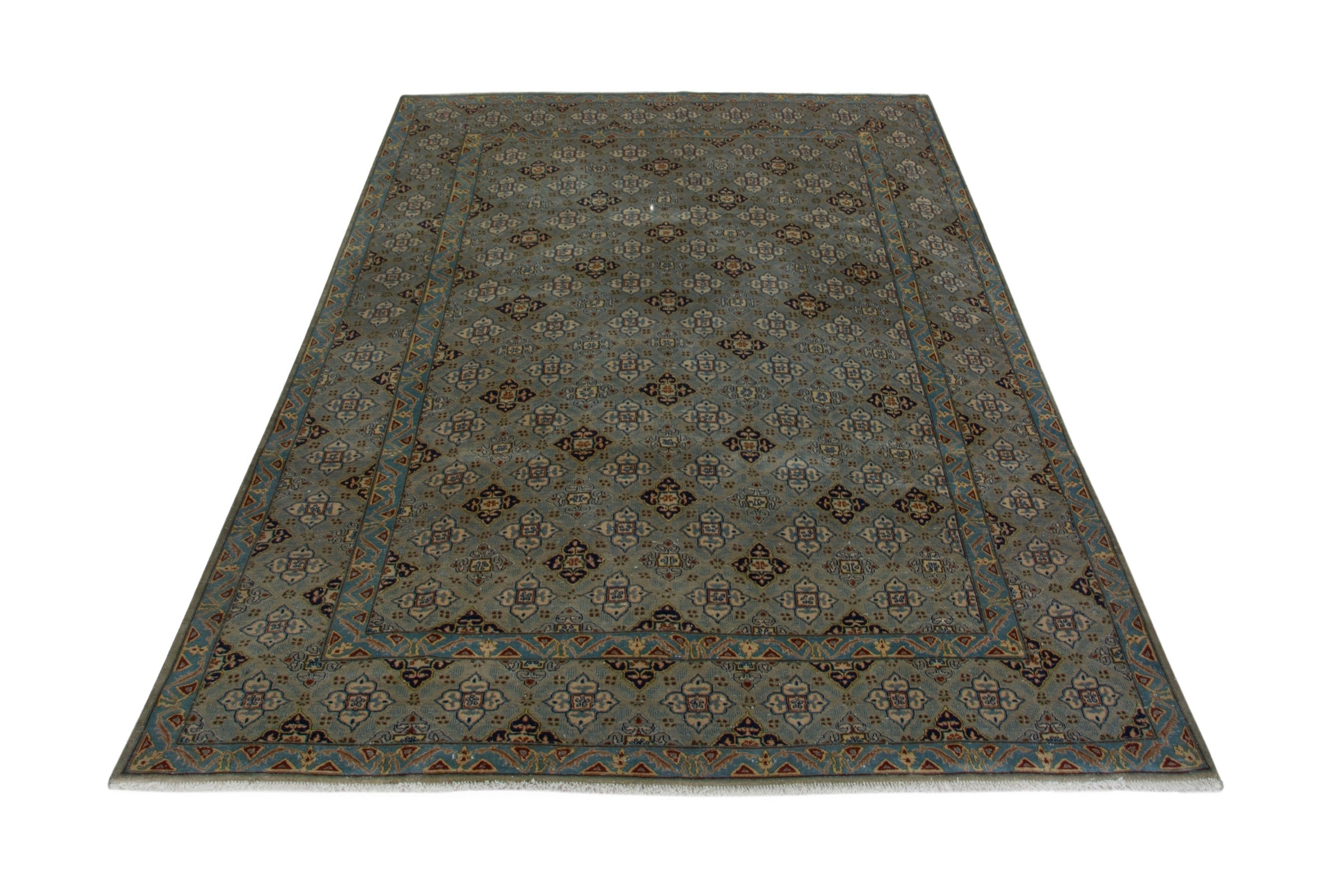 Persian Kashan oversized rug in charcoal and sage, view 2 of 19