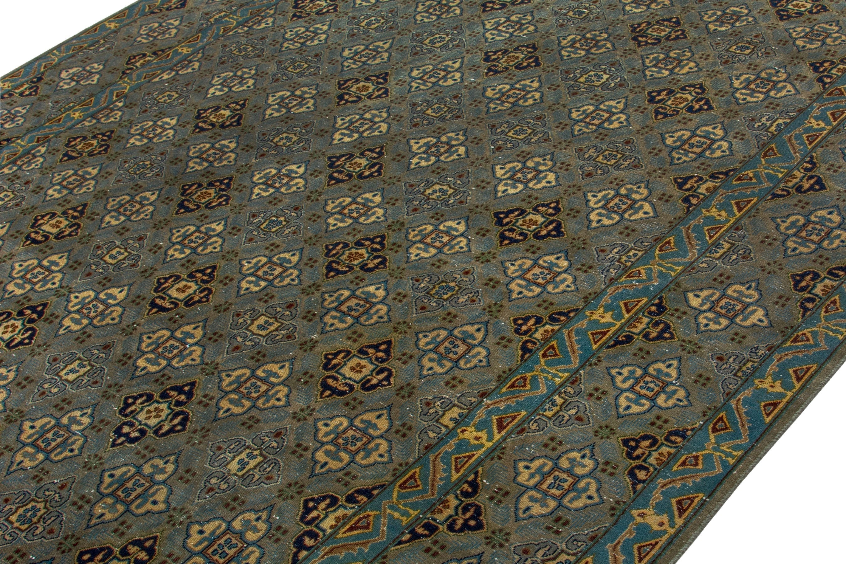 Persian Kashan oversized rug in charcoal and sage, view 4 of 19