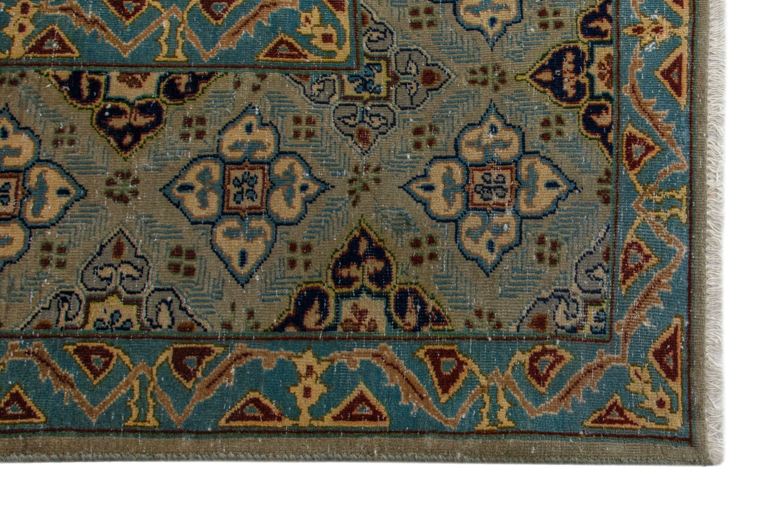 Persian Kashan oversized rug in charcoal and sage, view 9 of 19