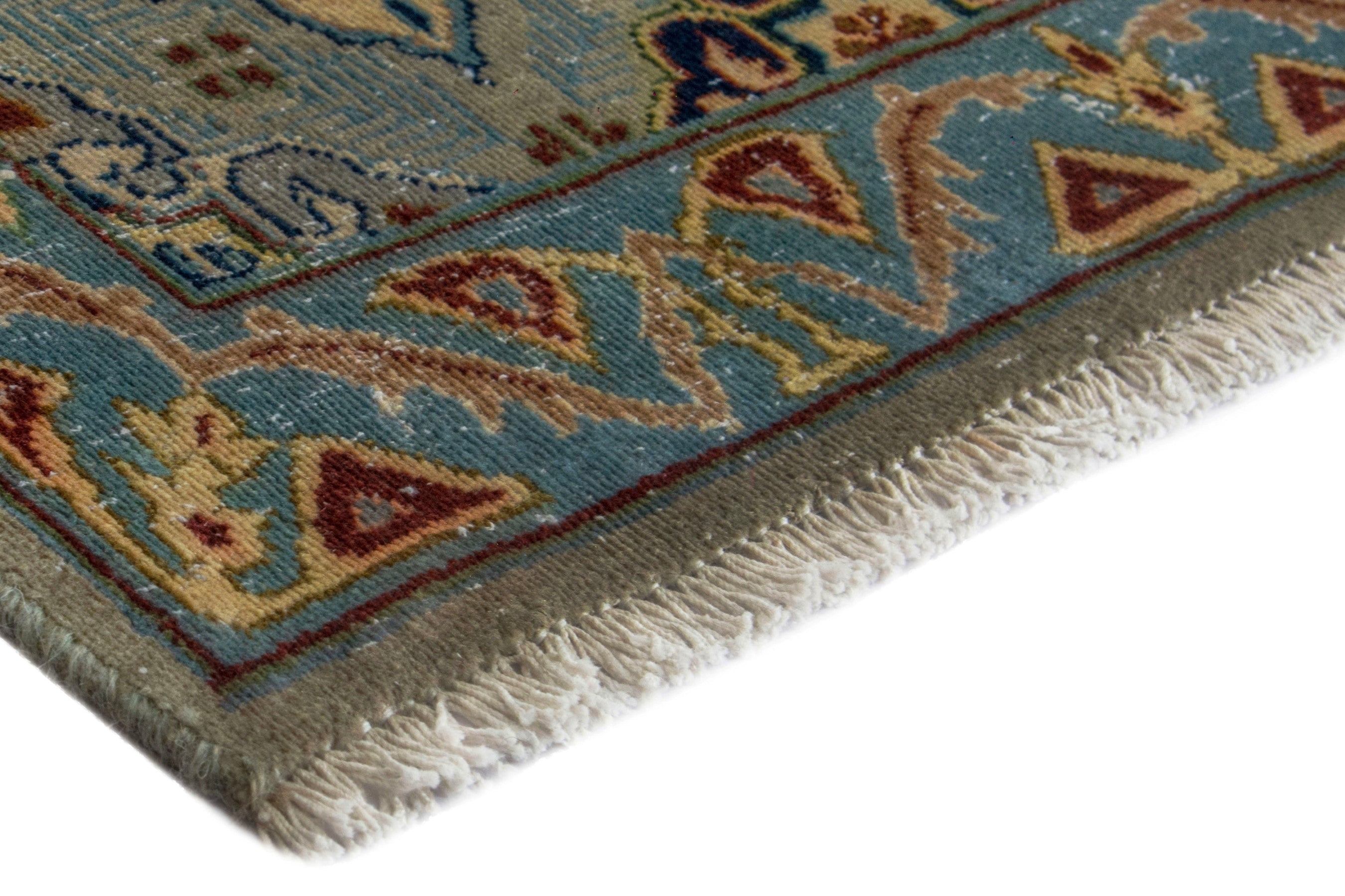 Persian Kashan oversized rug in charcoal and sage, view 5 of 19
