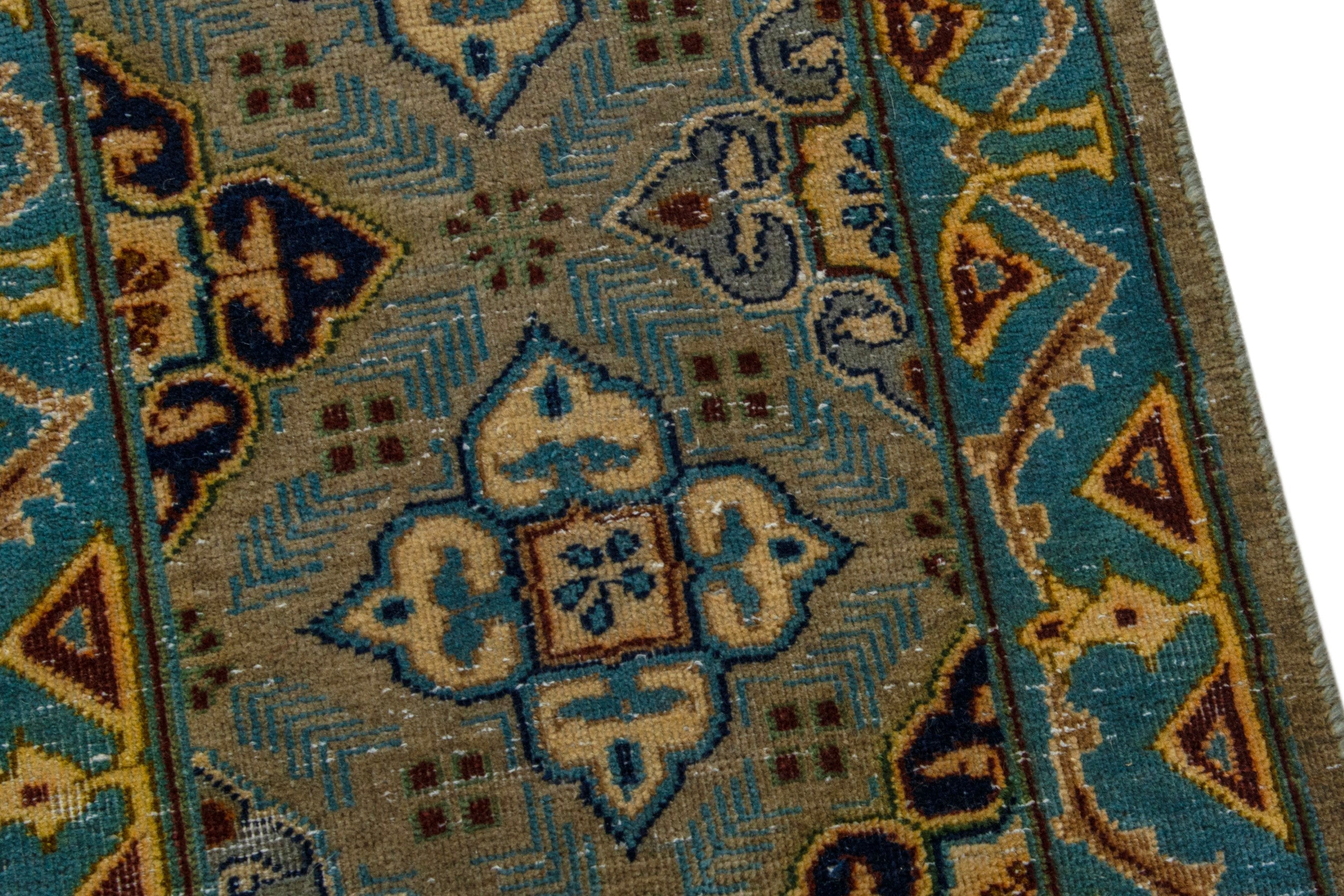 Persian Kashan oversized rug in charcoal and sage, view 10 of 19